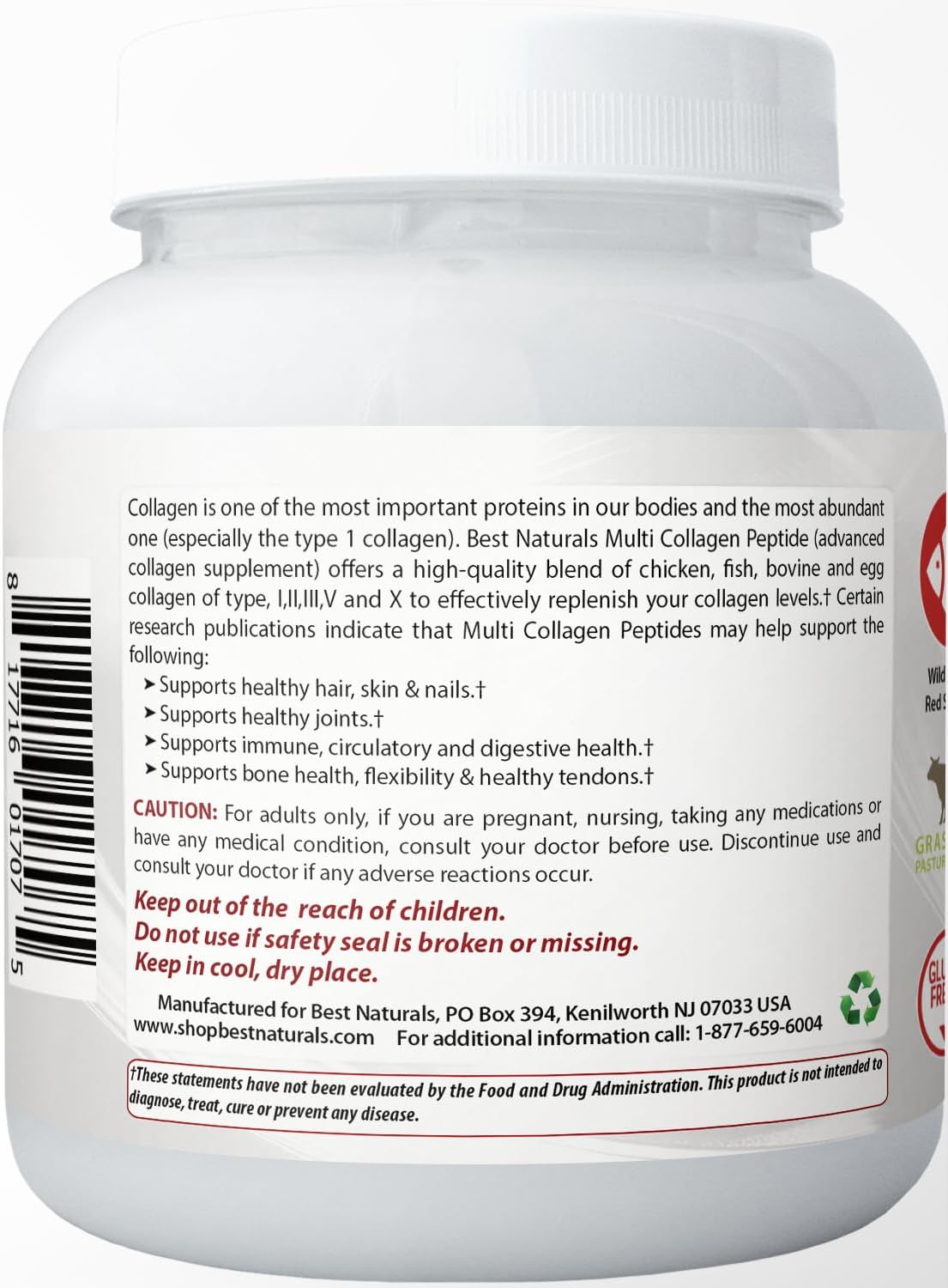 Best Naturals Multiple Collagen Peptides Protein Type I, II III