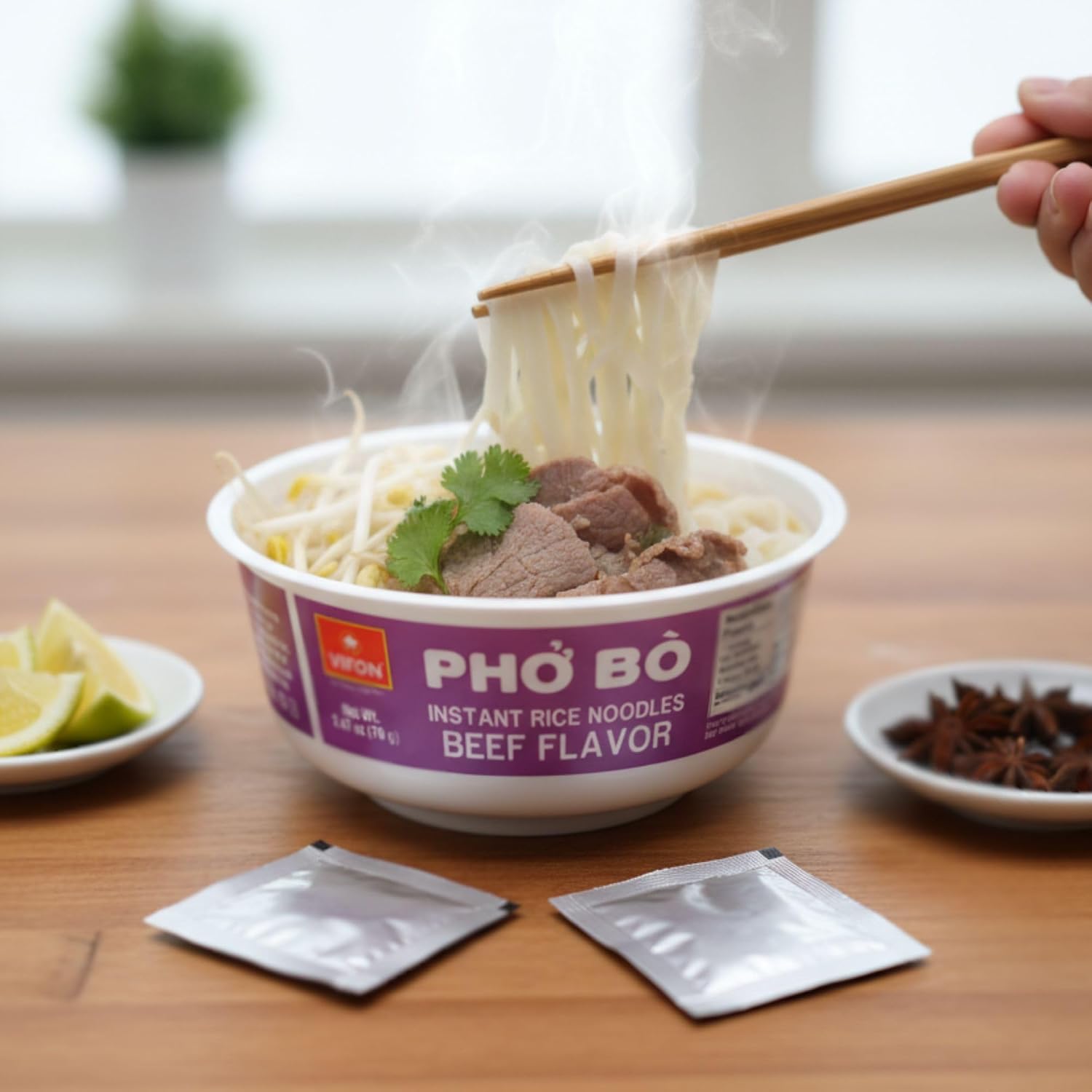 VIFON Pho Bo Vietnamese Beef Flavor Rice Noodle Bowl, 70g (Pack of 12) | Authentic Vietnamese Instant Pho | Halal Certified | Includes Seasoning & Oil Packets | Ready in 3 Minutes