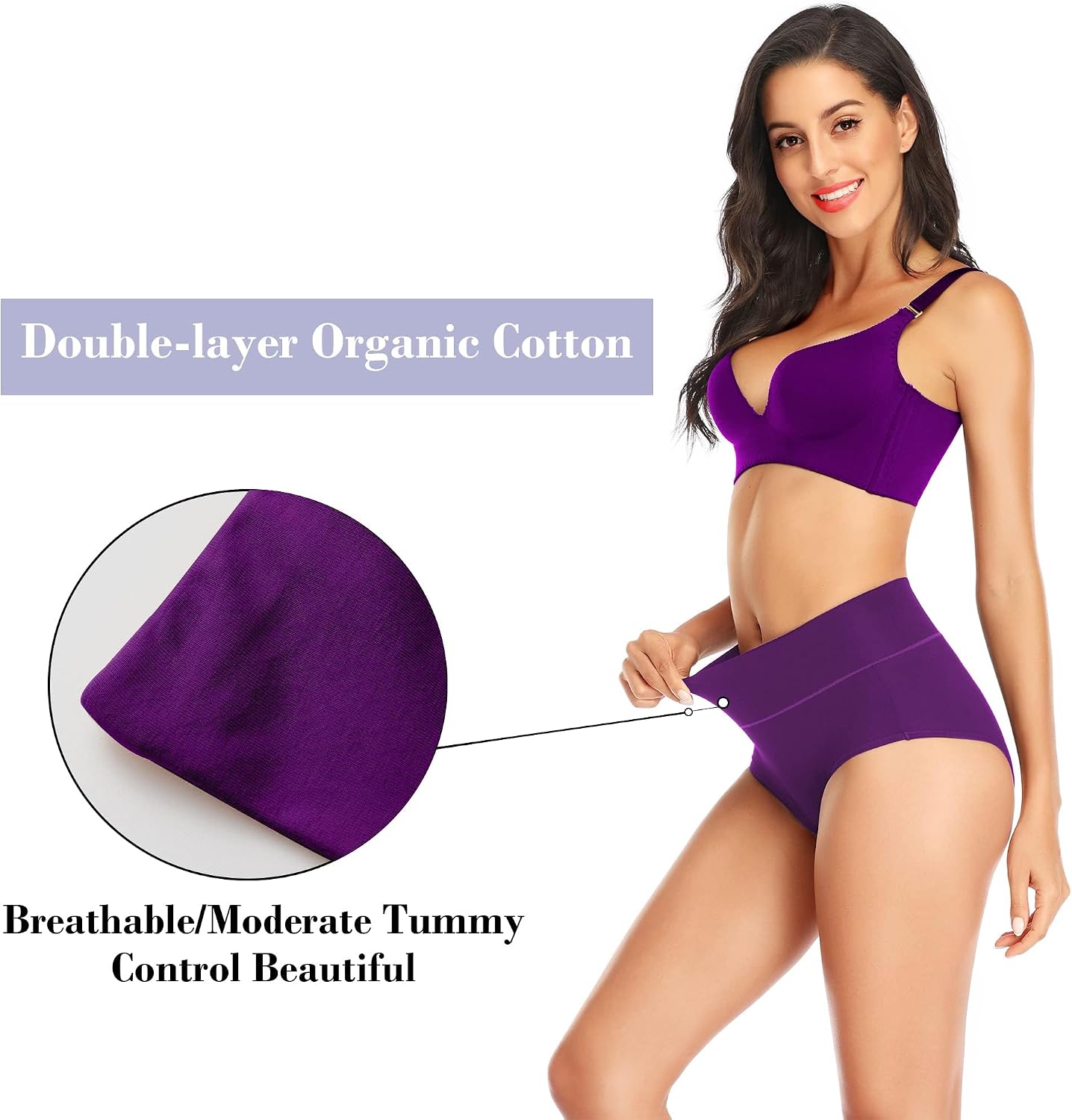 Womens Tummy Control Underwear Cotton High Waisted Full Briefs