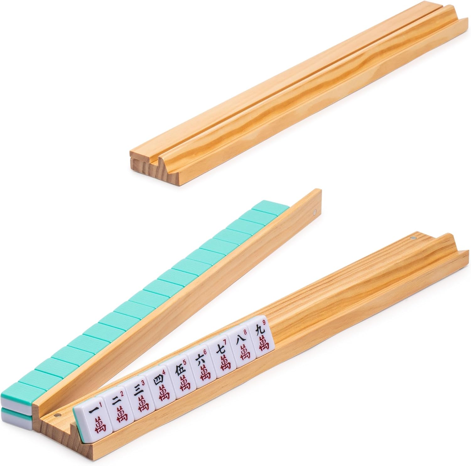 Yellow Mountain Imports American Mahjong Set, Mojave (Ivory) with Brown Soft Case, All-in-One Racks with Pushers, Wright Patterson Scoring Coins, Dice, & Wind Indicator