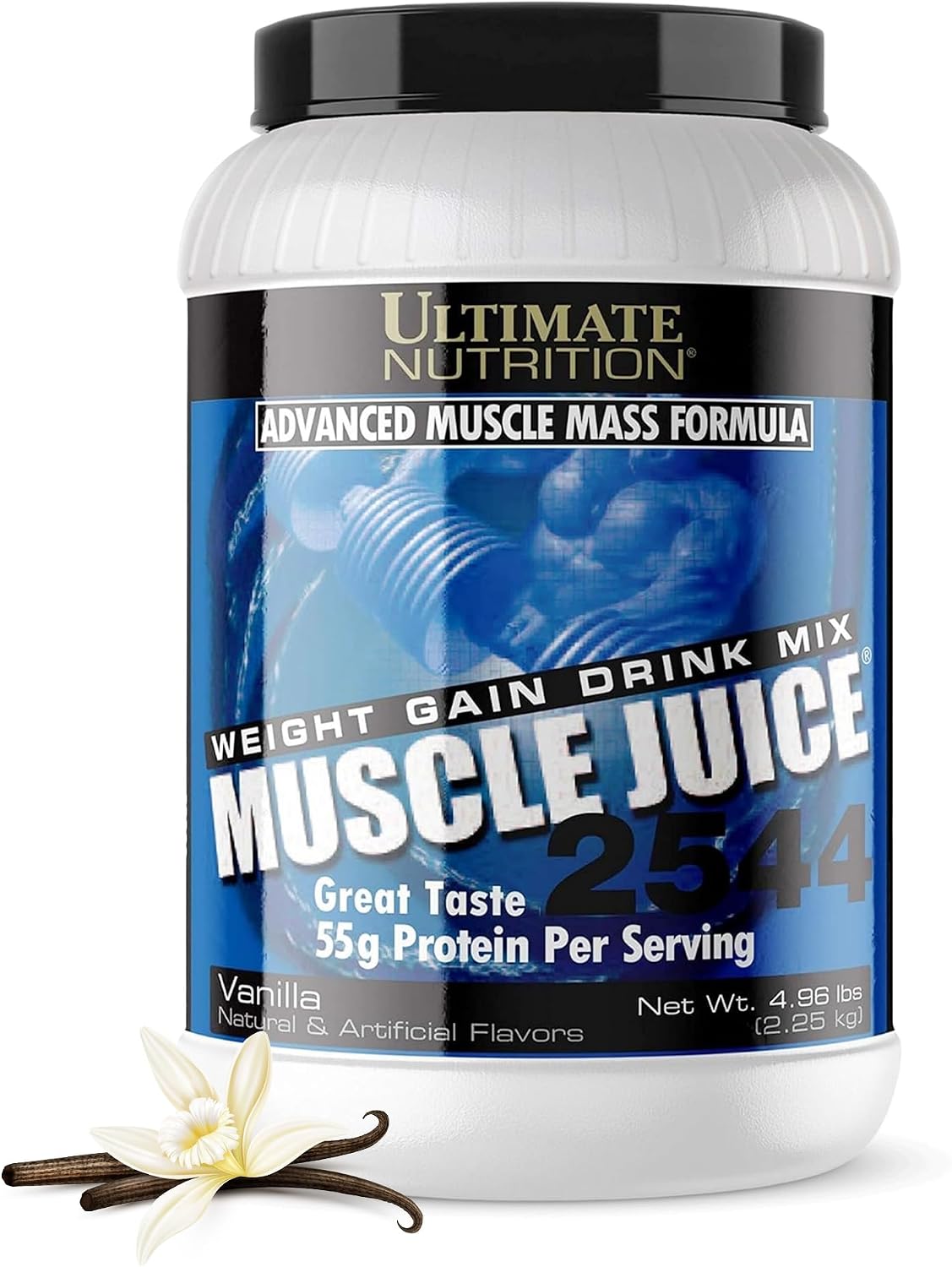 Ultimate Nutrition Muscle Juice 2544 Mass Gainer, Vanilla, 4.96 lb | 55g Protein Blend, 162g Carbs, 17g Fat, 1020 Calories, High Calorie Weight Gainer For Muscle Growth And Recovery