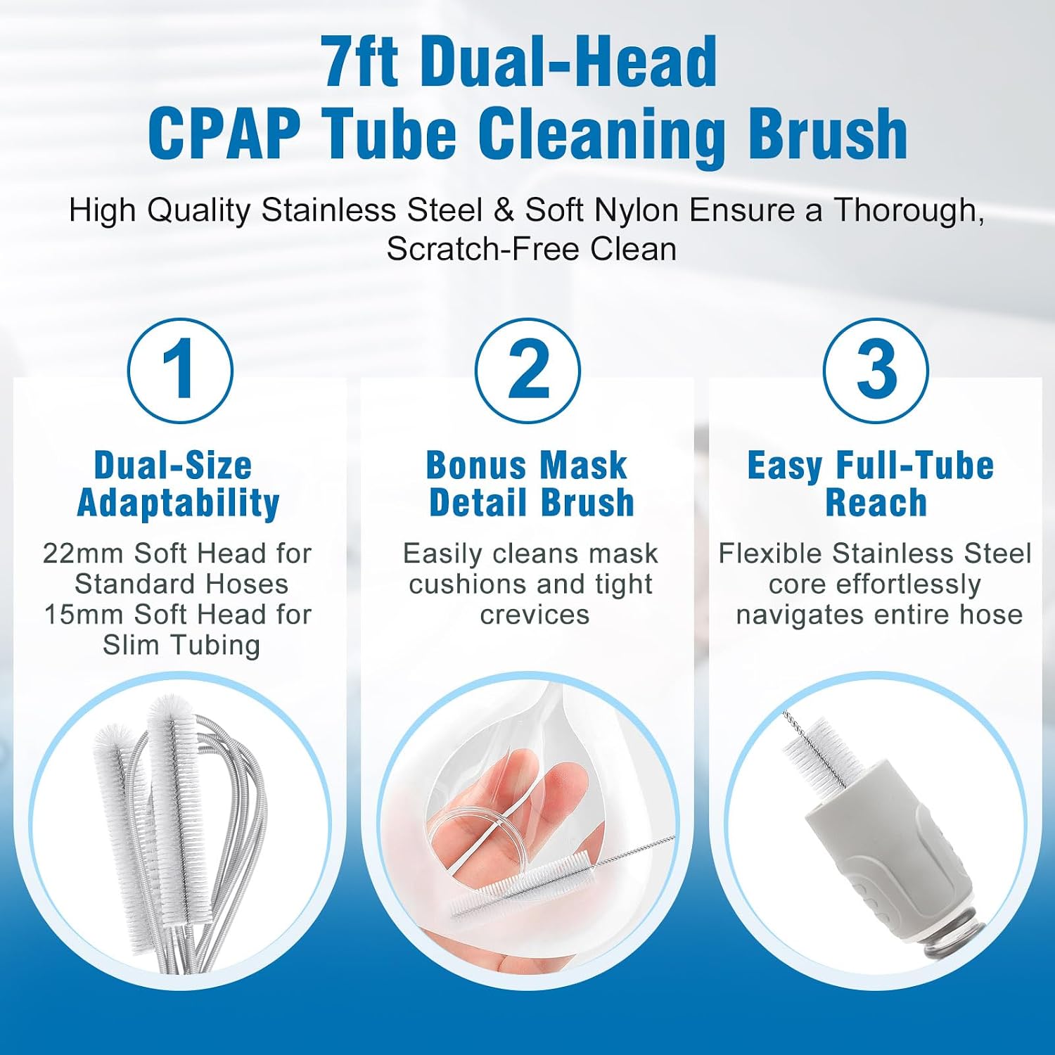 9 Pack CPAP Cleaning Kit for Hose & Mask, with Speed Control Hose Dryer, Collapsible Wash Basin & Hose Hanger, 7ft Cleaning Brush, CPAP Cleaning Supplies with Storage Bag, for 22mm & 15mm Tube