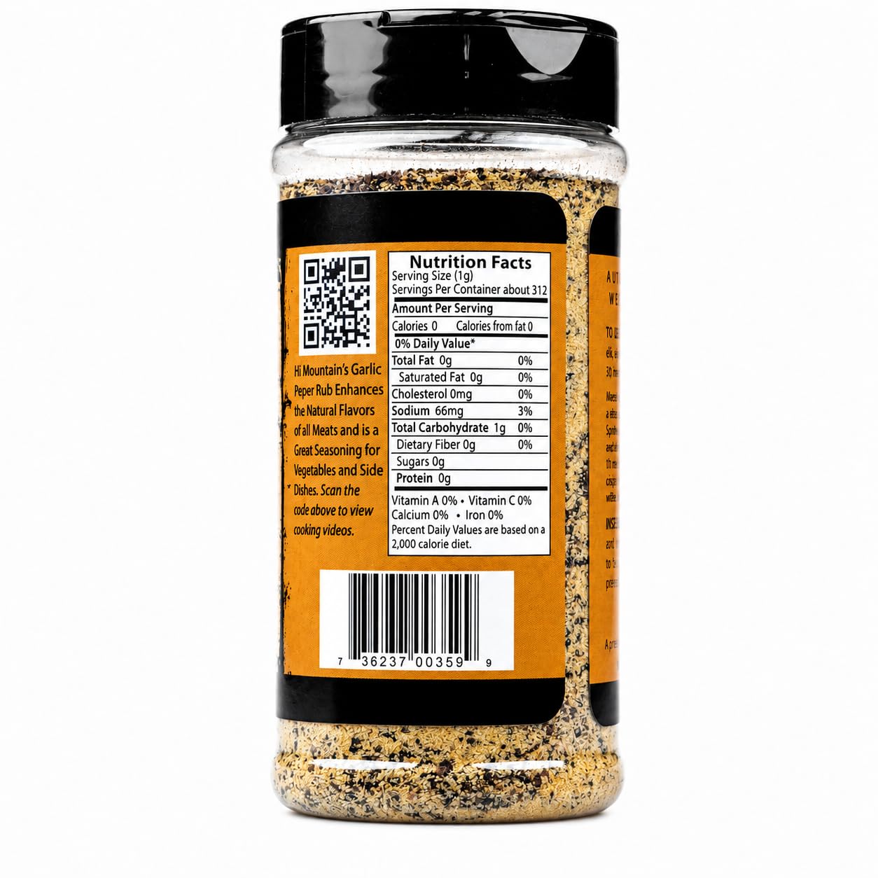 Hi Mountain | GARLIC PEPPER RUB | Meat Seasoning | 11 oz | Garlic pepper seasoning for beef, pork, venison, deer, elk, chicken, burgers, and vegetables
