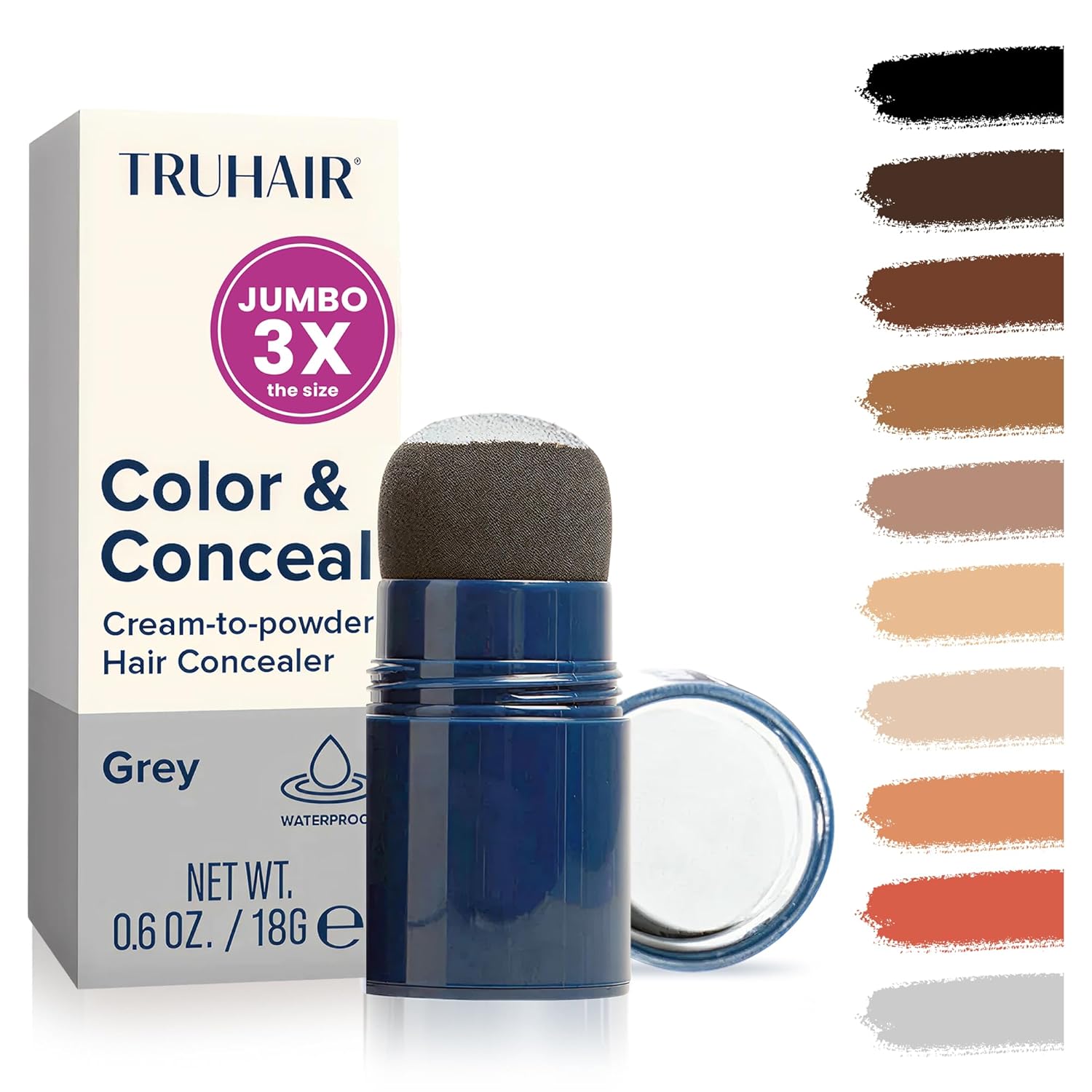 TRUHAIR Color & Conceal Waterproof Root Touch Up Hair Color for Gray Hair Coverage - Instant Root Cover Up Hair Powder for Women & Men - Bald Spot
