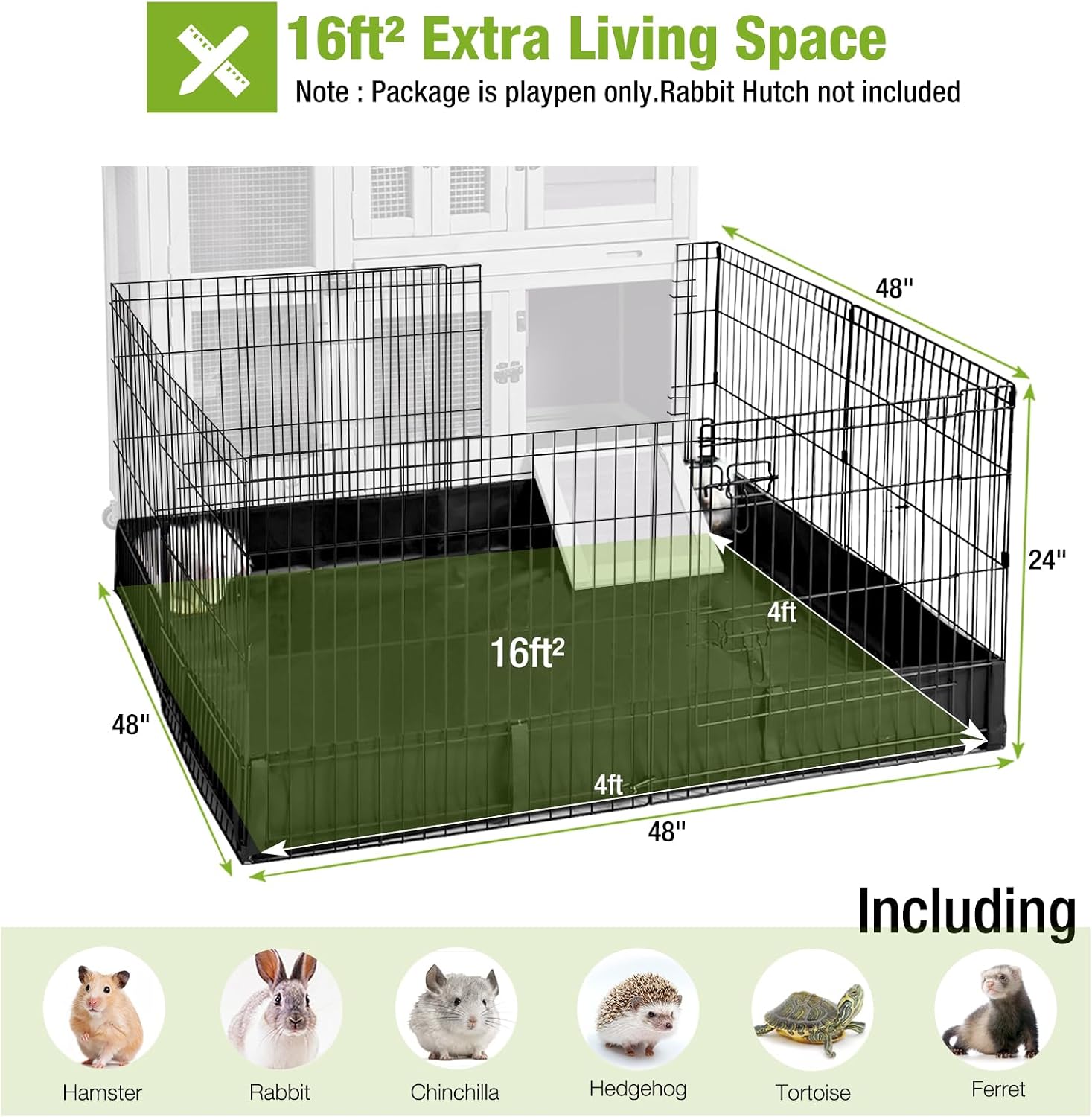 GUTINNEEN Rabbit Hutch Indoor Outdoor Bunny House Guinea Pig Cage on Wheel with Plastic Tray