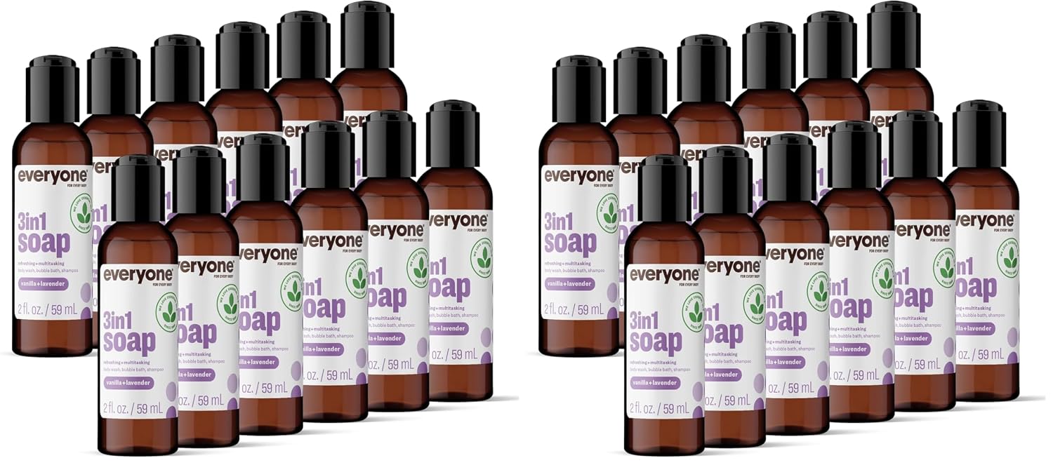 Everyone 3-in-1 Soap Body Wash Bubble Bath Shampoo Coconut Lemon 32oz 2pk | Natural essential oil formula | body wash | shampoo | bubble bath in one | coconut lemon scent | bulk value 2-pack