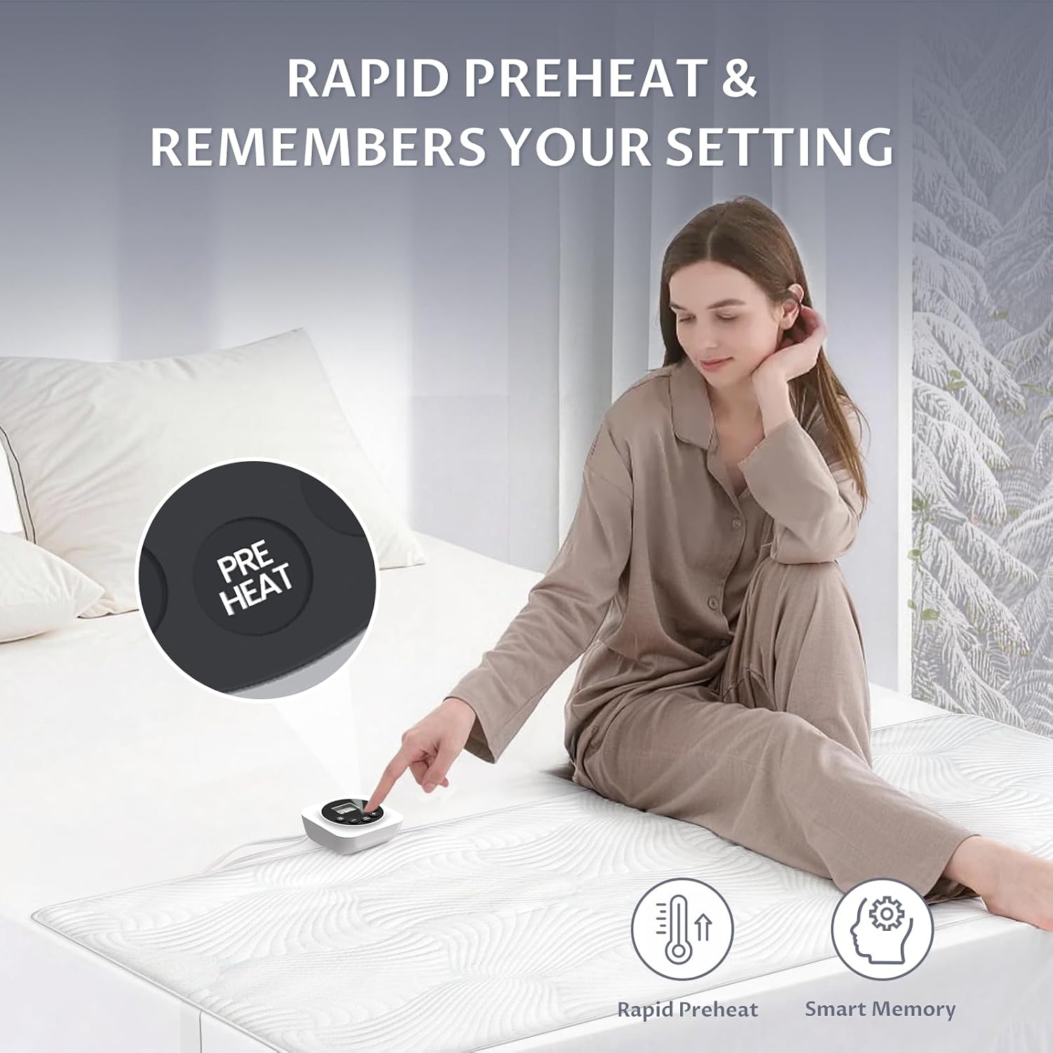 Heated Mattress Pad King, 3D Air Fabric, Preheat & Memory for Cold Winter
