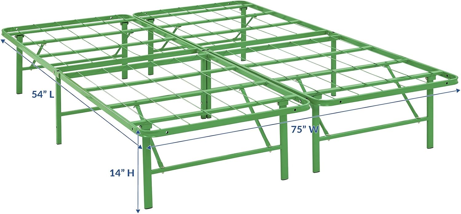Modway Horizon Queen Bed Frame In Gray - Replaces Box Spring - Folding Metal Mattress Bed Frame