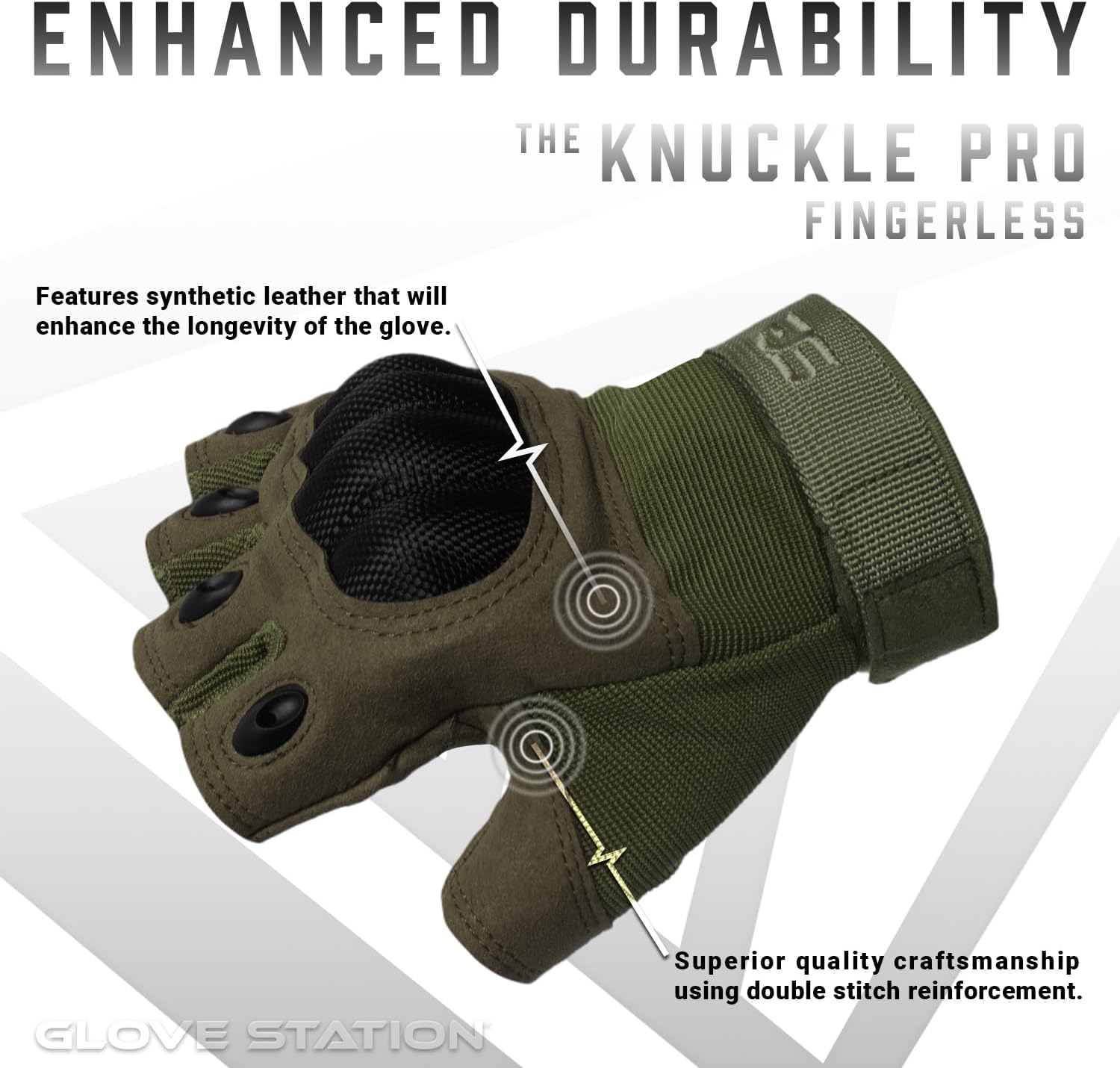 Glove Station Fingerless Knuckle Motorcycle Gloves, TACHK200
