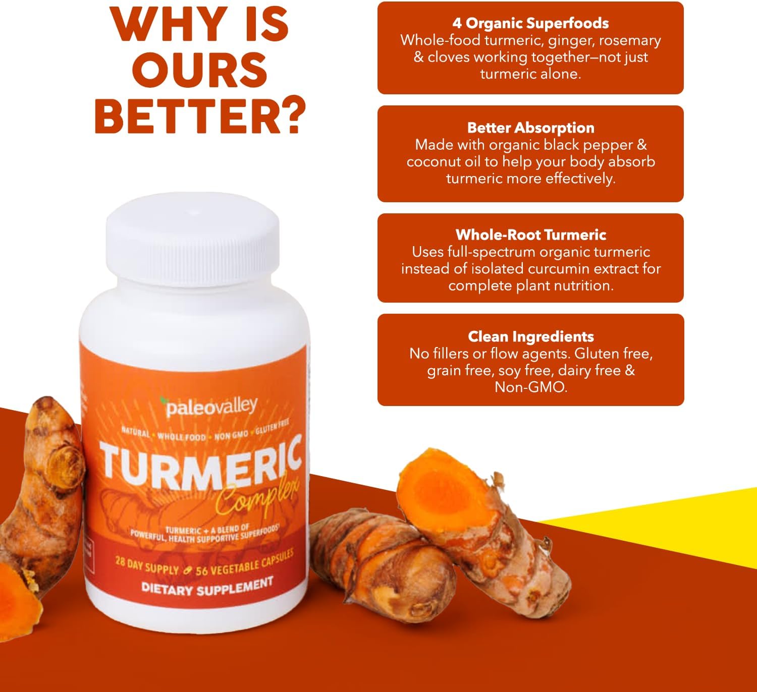 Paleovalley Organic Turmeric Complex, with Ginger & Black Pepper, Superfood