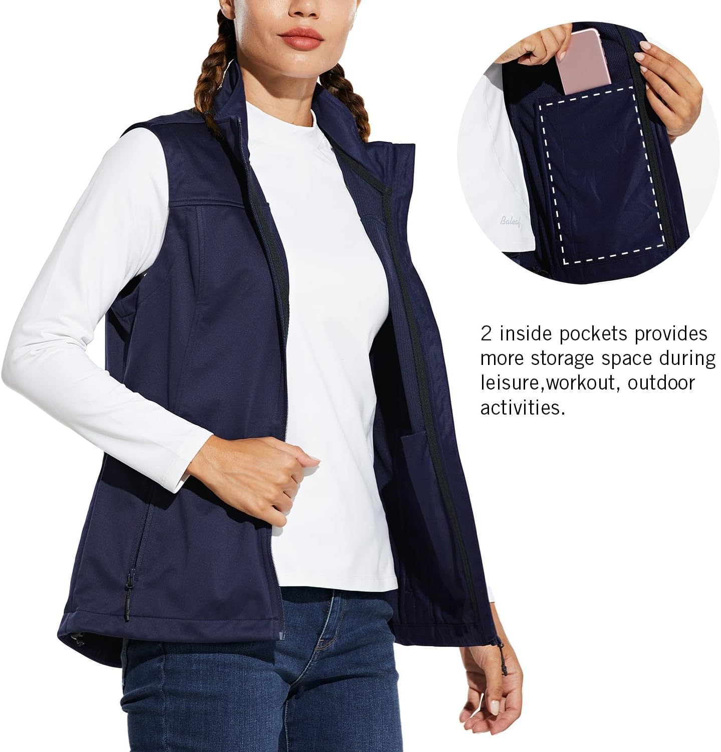 baleaf Women's Lightweight Running Vest Sleeveless Softshell Jacket
