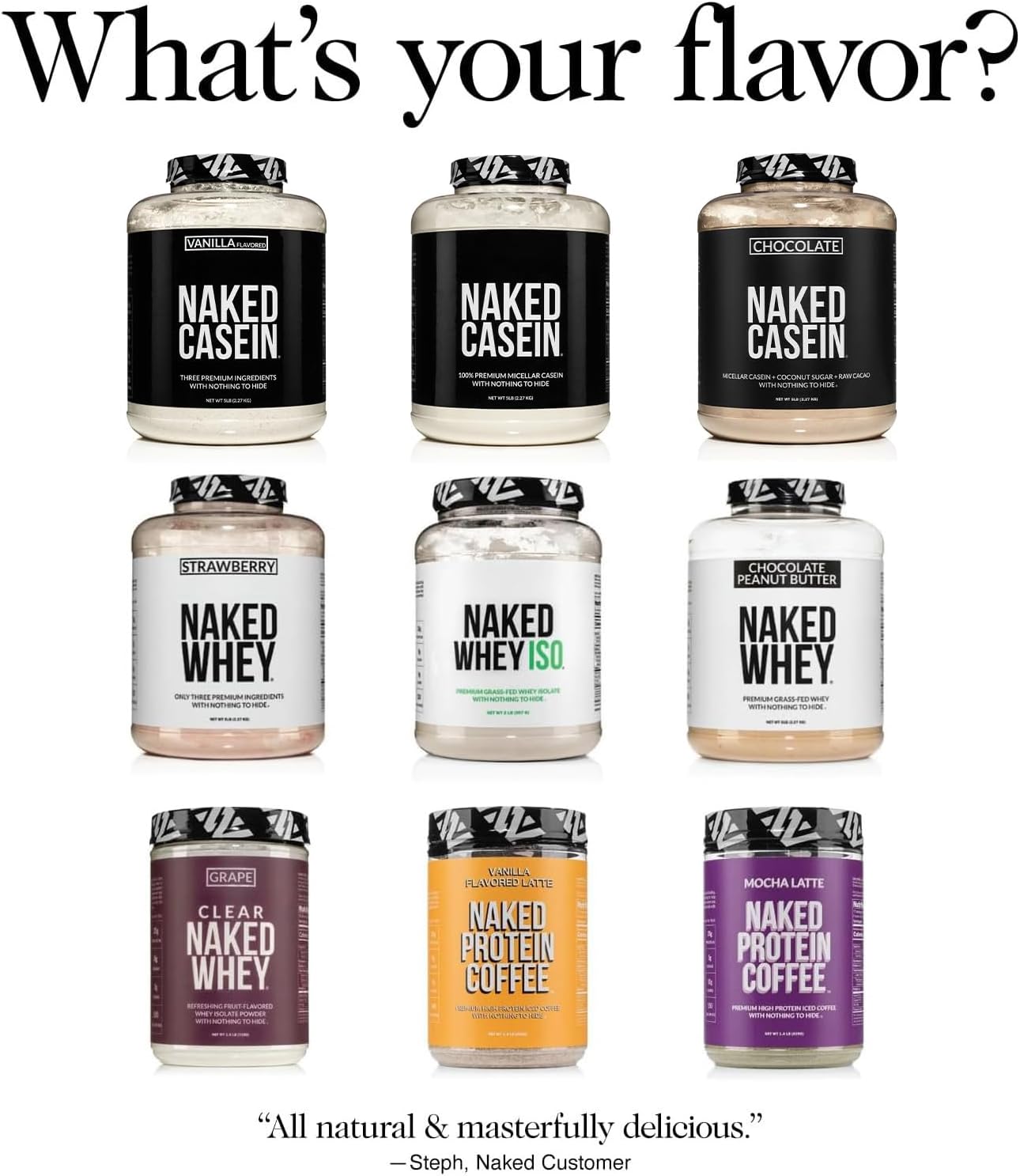 NAKED Casein - Vanilla Micellar Casein Protein - 5 Pound Bulk, NSF Certified, GMO-Free, Gluten-Free, Soy-Free, Preservative-Free - Stimulate Muscle Growth - Enhance Recovery - 61 Servings