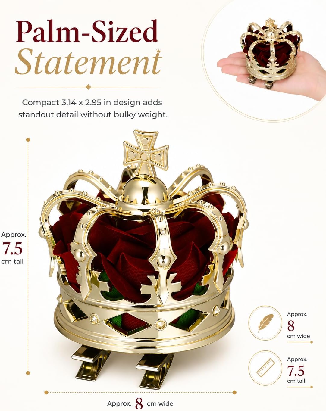 PRETYZOOM 3D Mini Queen Crown Hair Clip for Women