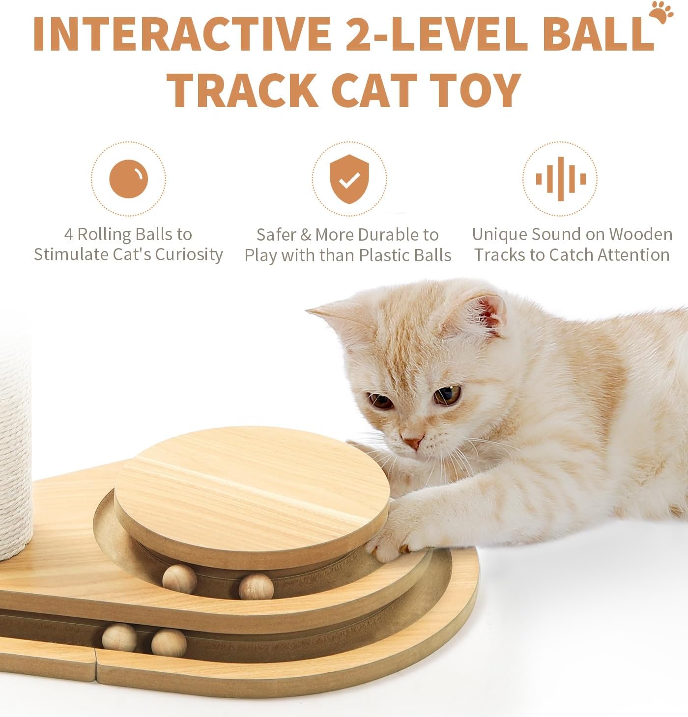 Made4Pets Kitten Toy Scratching Post for Indoor Cats with Ball Track