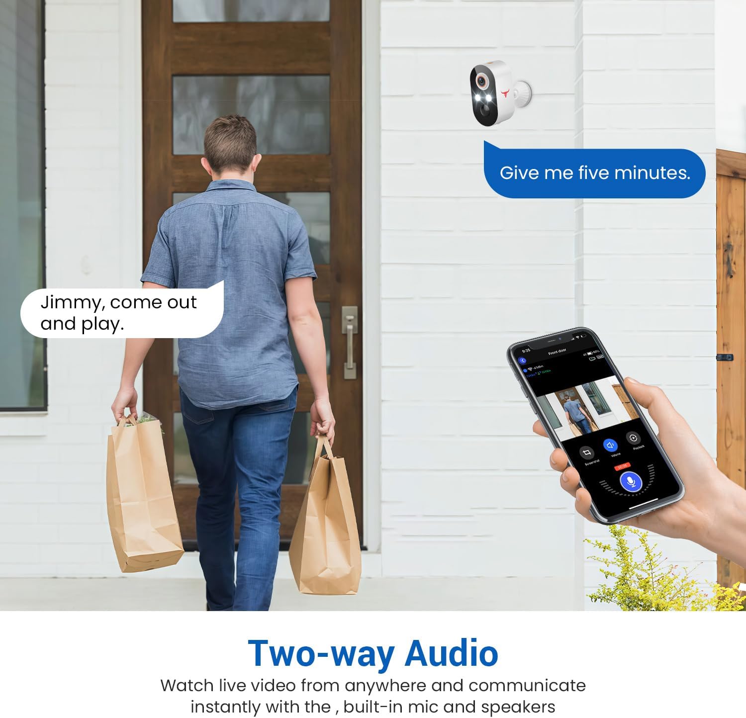 1080P Wireless Security Camera Outdoor, Battery Powered, AI Human Detection, Color Night Vision, 2-Way Audio, IP65 Waterproof, 2.4G Wi-Fi, Cloud Storage (2 Spotlights)