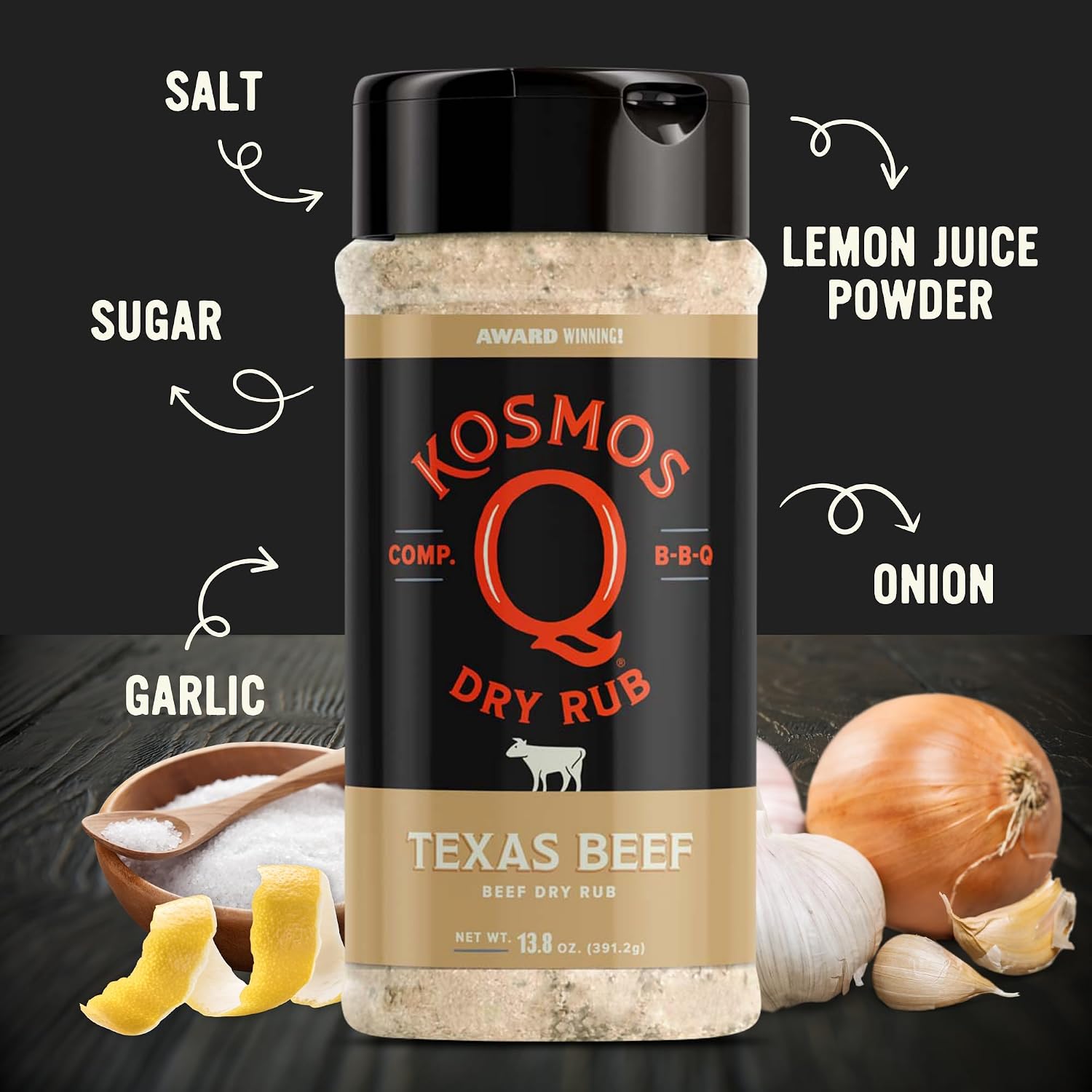Kosmos Q Hot Dirty Bird BBQ Dry Rub, Spicy Seasoning with Chili Pepper, Brown Sugar, Garlic & Onion for Chicken, Turkey, Ribs, Pork, Dry Rub for Smoking & Grilling Meat, BBQ Spice Blend, 11 Oz Bag