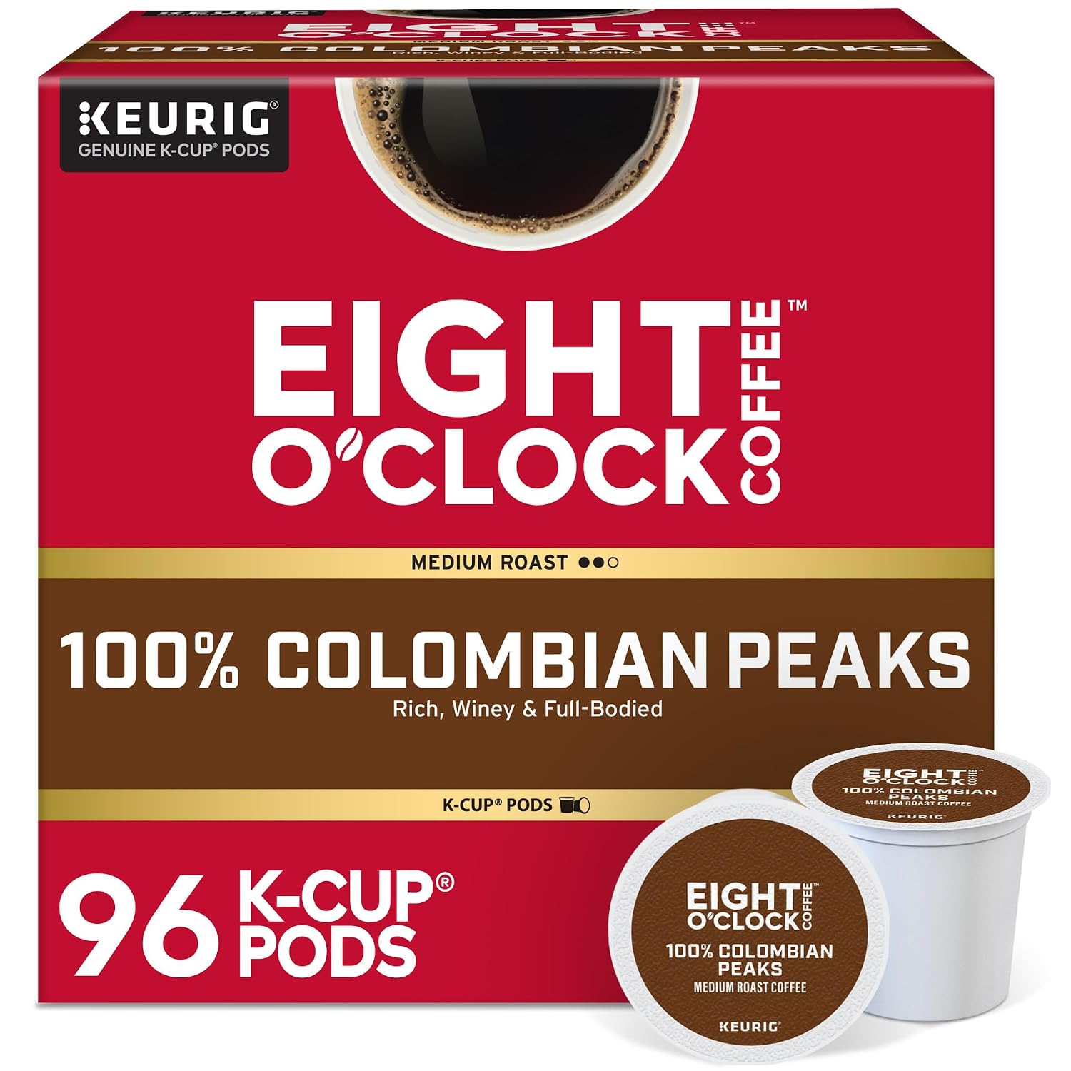 Eight O'Clock Coffee The Original, Single-Serve Keurig K-Cup Pods, Medium Roast Coffee Pods, 72 Count