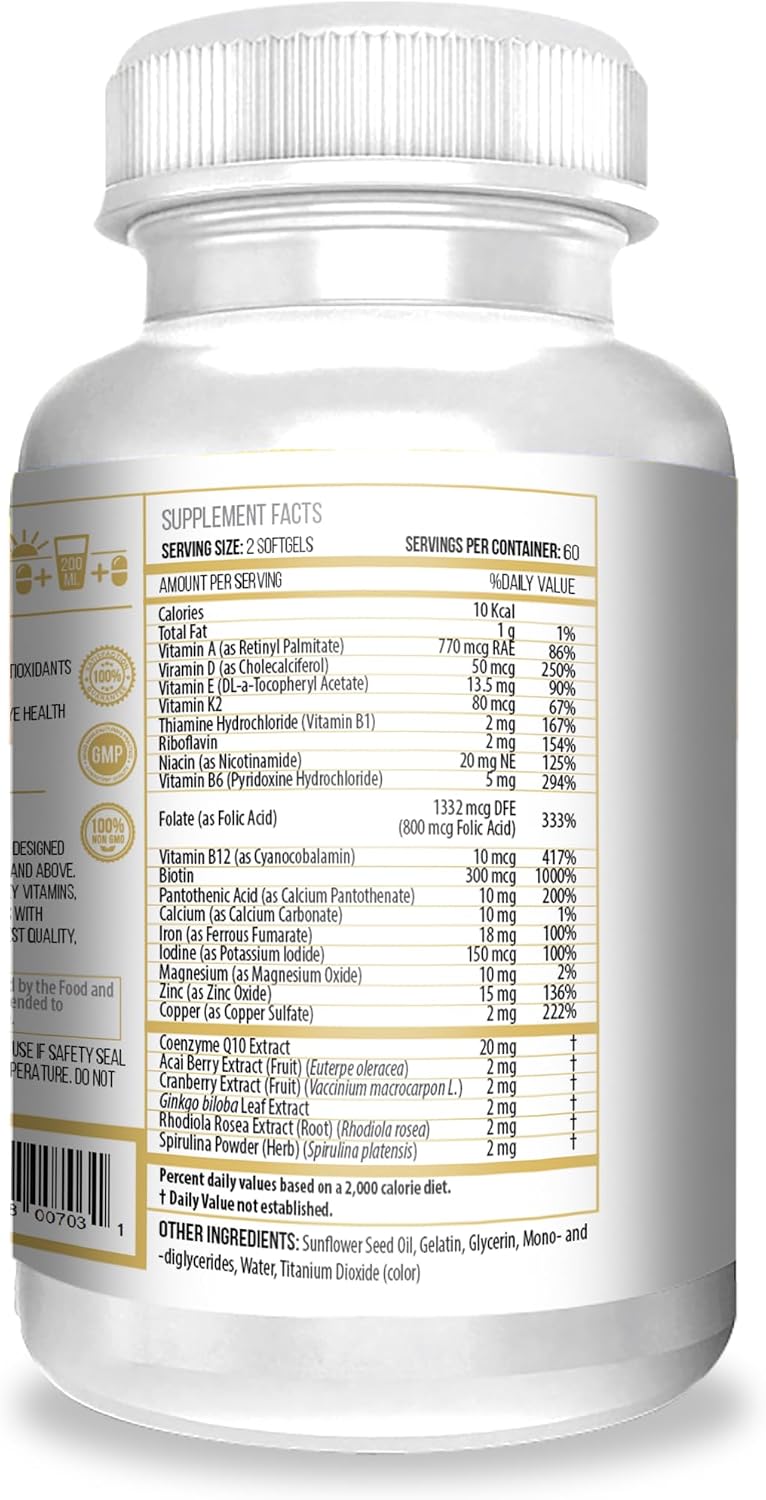 ACTIF Multivitamin for Women Age 60+ with 30 Organic Vitamins and Organic Herbs, Non-GMO, Made in USA, 2-Month Supply