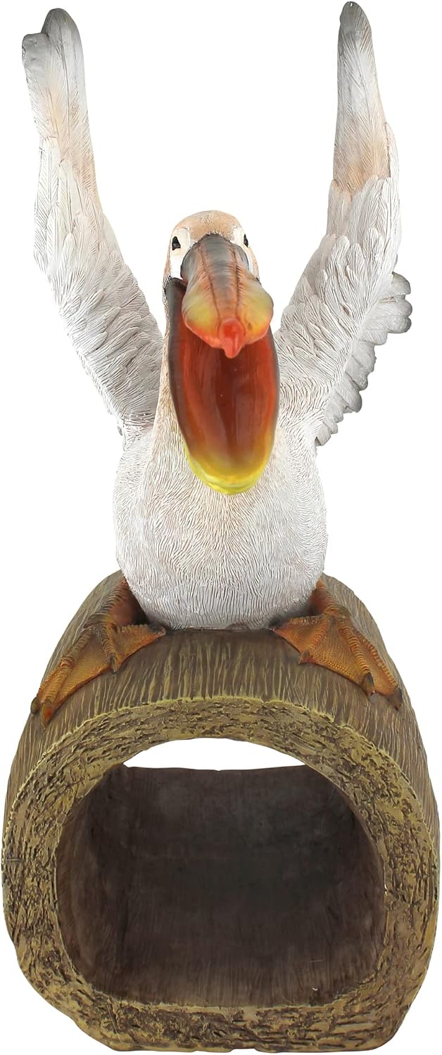 Design Toscano Coastal Decor Ocean's Perch Pelicans Garden Bird Statue, 9 Inch Wide, 24 Inch Tall, Cast Stone Resin, Full Color Finish