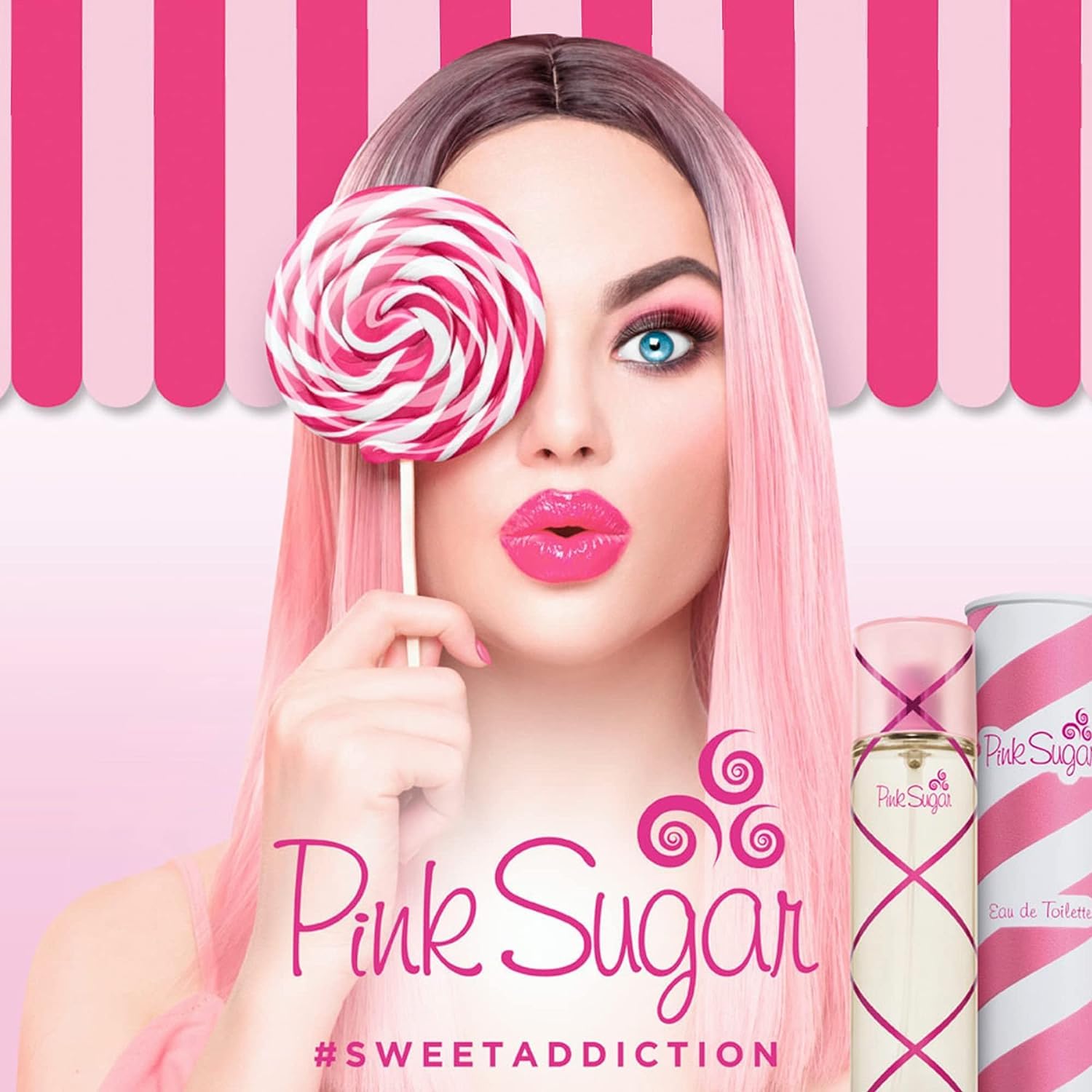 Pink Sugar Eau de Toilette Perfume for Women, Floral + Fruity Scent, Notes of Raspberry, Cotton Candy, and Vanilla, Sweet and Sensual Fragrance