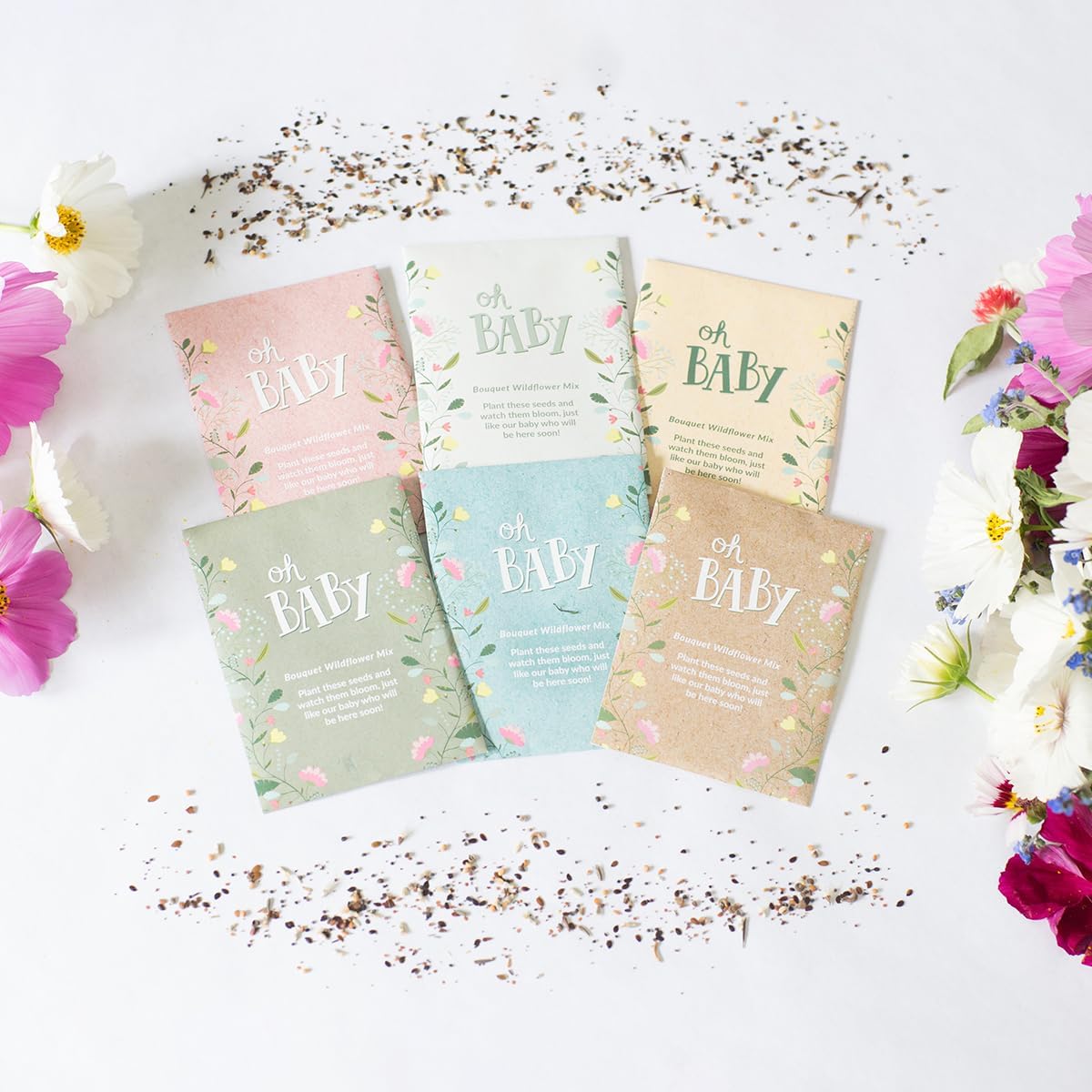 BENTLEY SEED CO. Oh Baby Flower Seeds Packets - Girl/Boy Baby Shower Favors - Pre-Filled