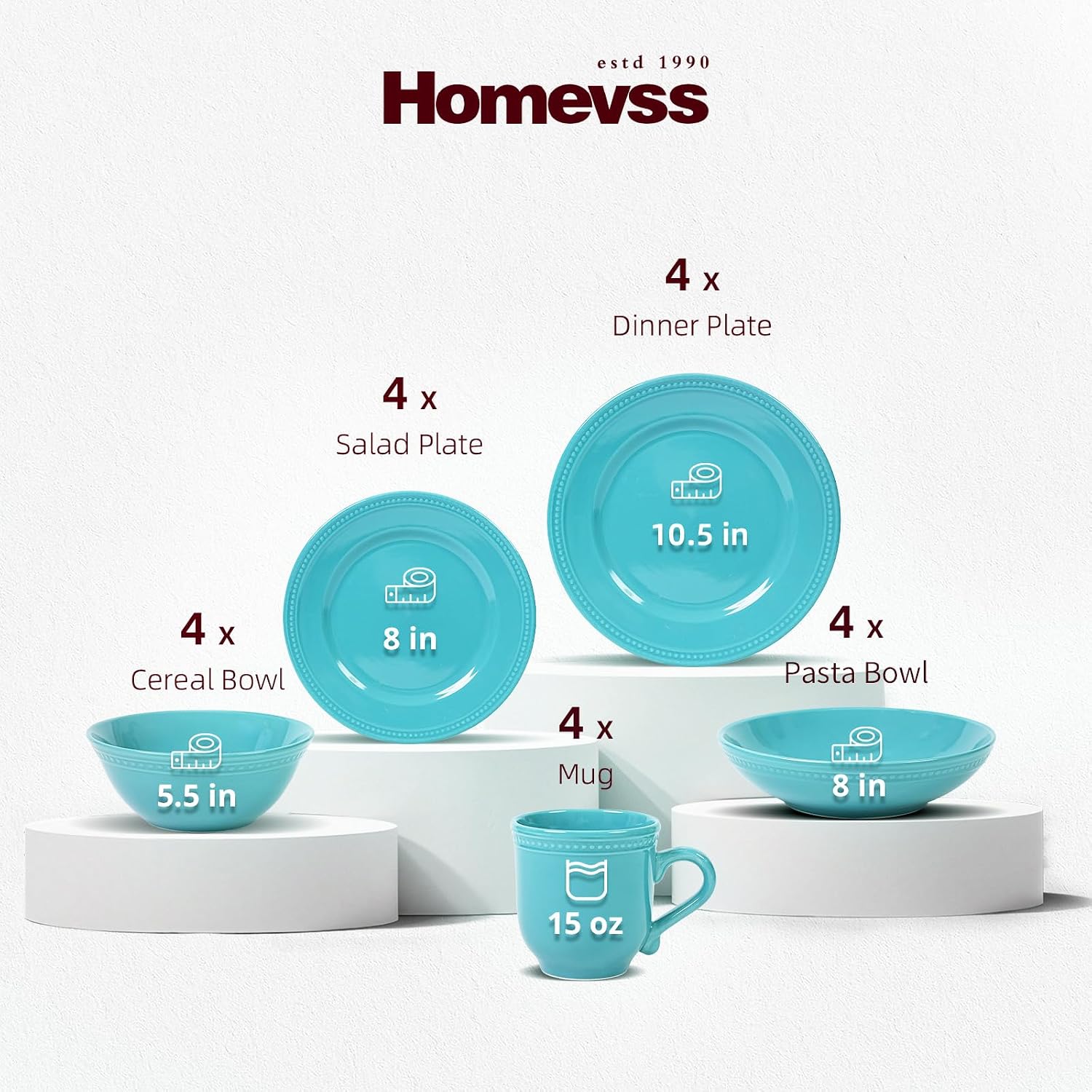 HomeVSS 20-Piece Pearl Dots Stoneware Dinnerware Set, Pink, Service for 4