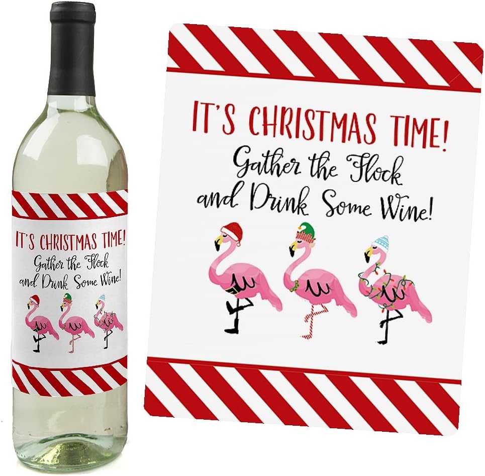 Big Dot of Happiness Ugly Sweater - Holiday and Christmas Wine Bottle Label Stickers - Set of 4