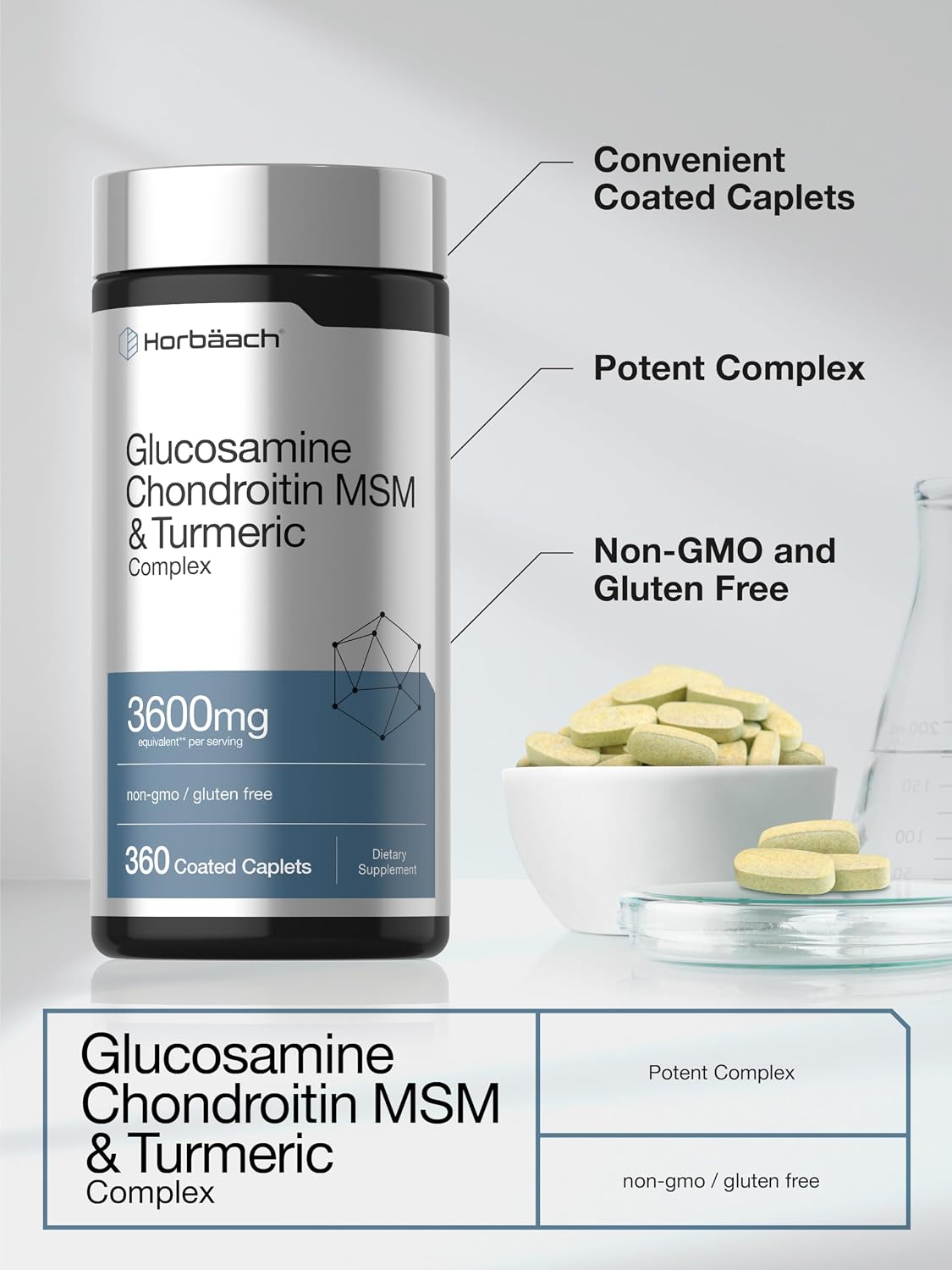 Horbäach Glucosamine Chondroitin MSM | 360 Caplets