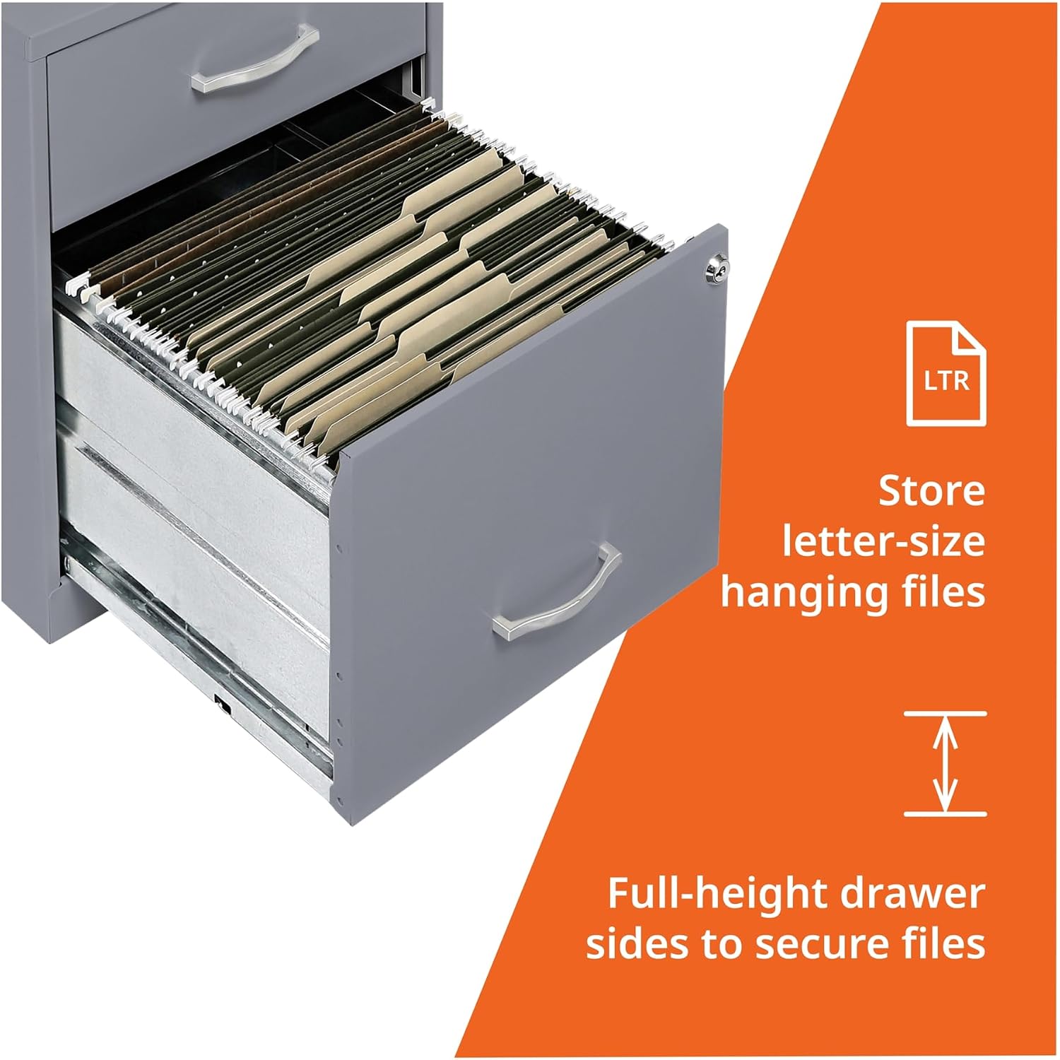 NuSparc 2 Drawer Locking Filing Cabinet | Pre-Assembled Steel Construction | Space-Saving Design is Perfect for Home and Small Office | Letter-Size | Assembled in North America