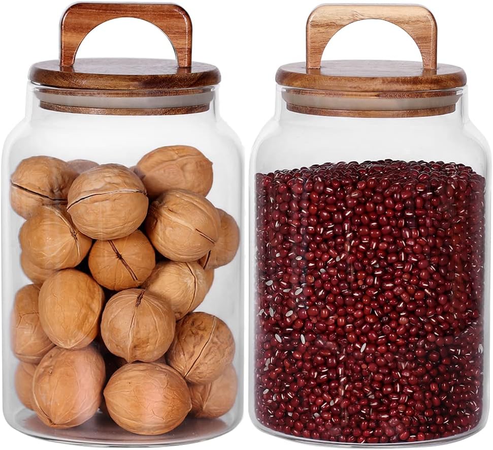 SAIOOL Egg Jar,kitchen canister， 1 Gallon Large Glass Food Storage Jars with Airtight Lid, Clear