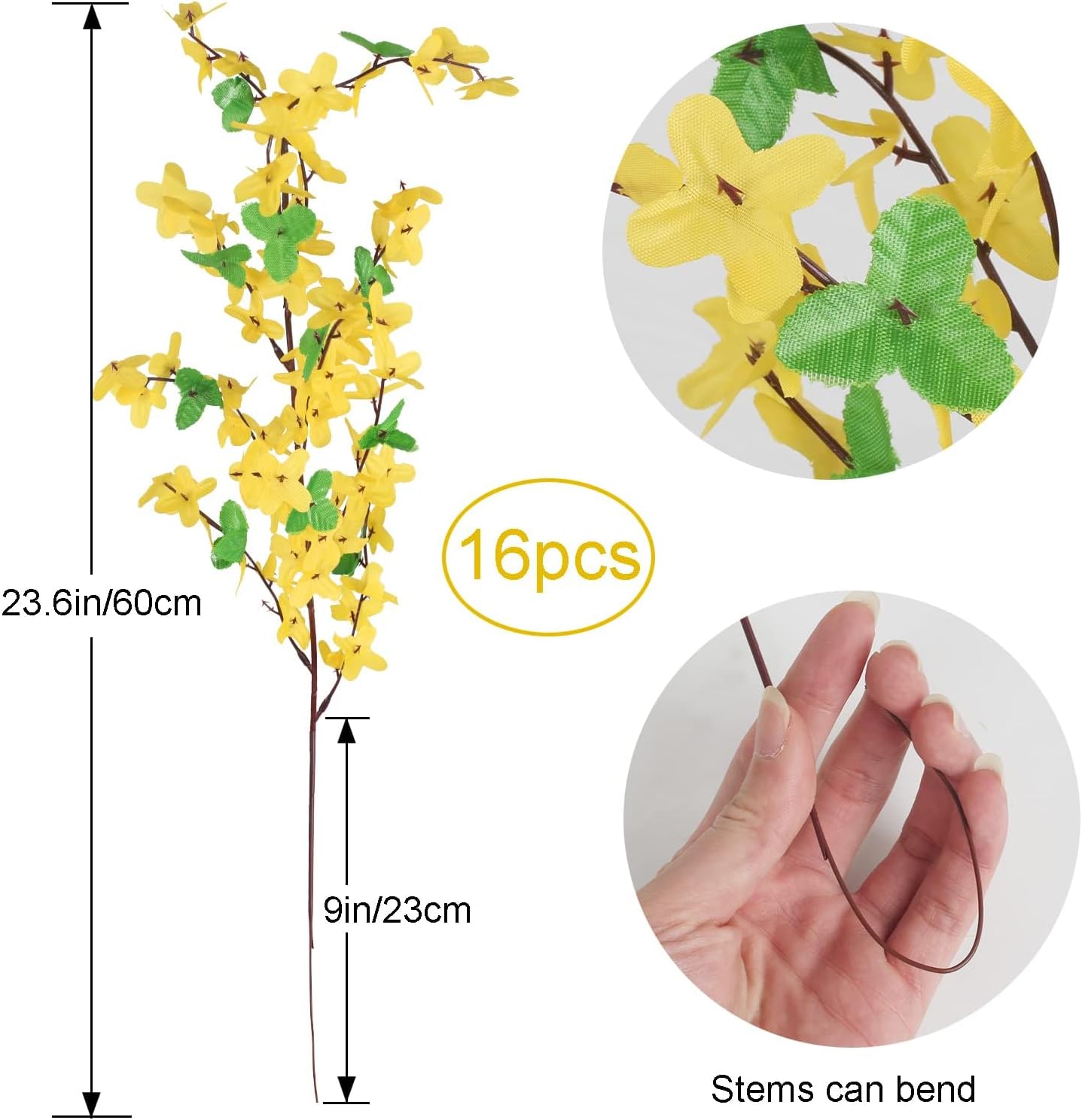 6Pcs Yellow Artificial Flowers 25.5in Long Stem Forsythia Branches