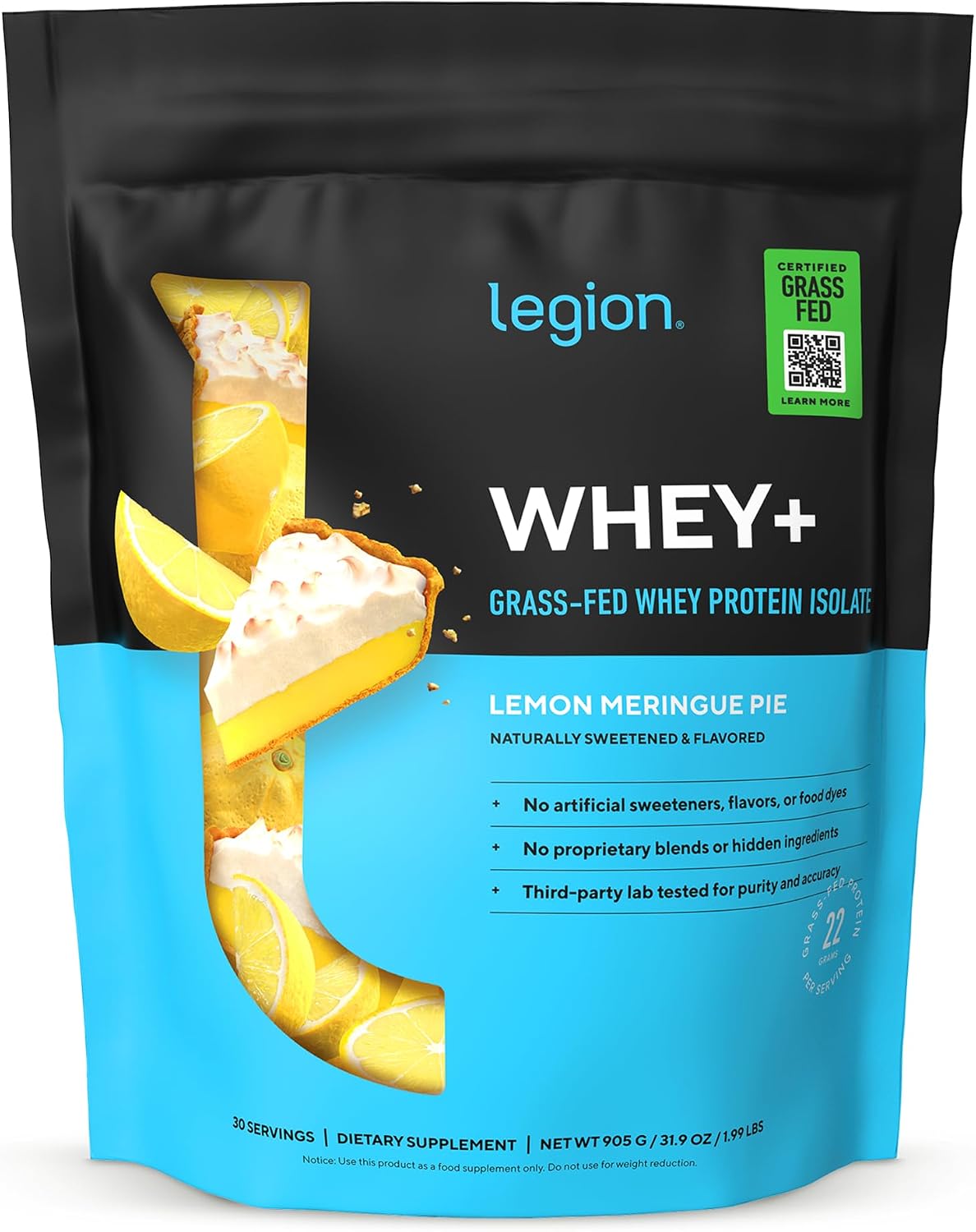 LEGION Whey+ Protein Whey Isolate from Grass Fed Cows (French Vanilla, 30 Servings) - Whey Protein Isolate Powder, Low Calorie, Non-GMO, Sugar Free, Lactose and Gluten Free, All Natural Protein Powder