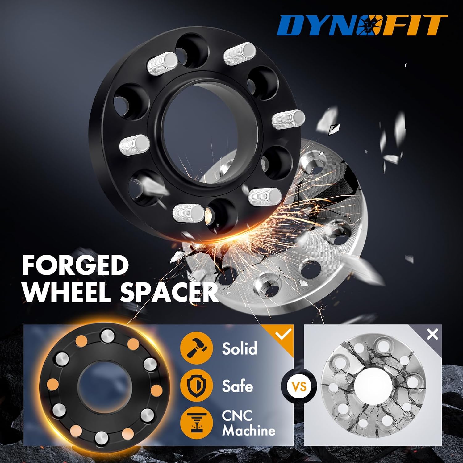 Dynofit 1.5in 6x135 Hub-Centric Wheel Spacers for F150, 87.1mm Hub Bore, M14x1.5 Thread, Forged 6-Lug Wheel Adapters for 2015-2026 Ford F-150
