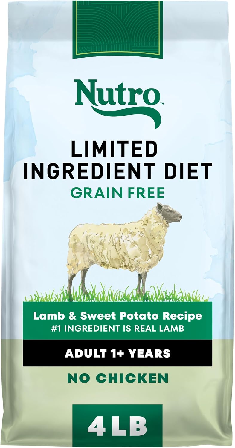 Nutro Limited Ingredient Diet Dry Dog Food, Lamb & Sweet Potato, 4 lb | Grain-free, Lamb #1 ingredient, 10 ingredients or less, no chicken/beef/corn, no wheat, no soy/dairy, supports skin & coat