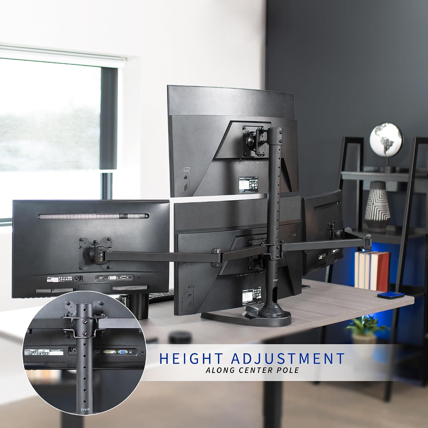 VIVO Quad Monitor 13 to 32 inch LED LCD Freestanding Desk Stand, 3 Plus 1 Articulating VESA Computer Mount, Holds 4 Screens