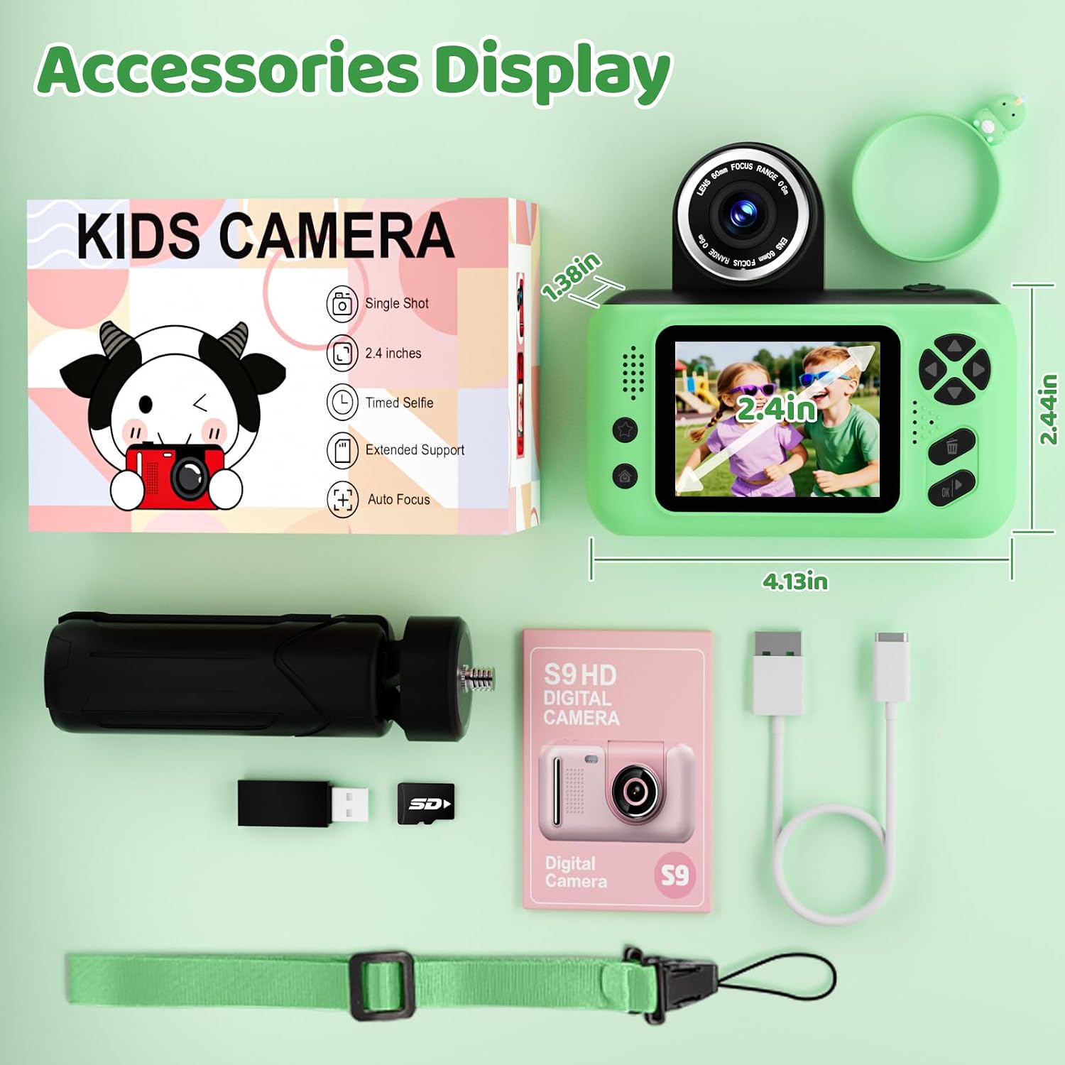 Makolle Camera for Kids, Portable Travel Camera for Childrens Age 3-8, Blue | Flip Up Lens, Drop Proof, With Tripod, Long Battery Life, SD Card Included, Birthday Gifts for Boys and Girls Age 3-12
