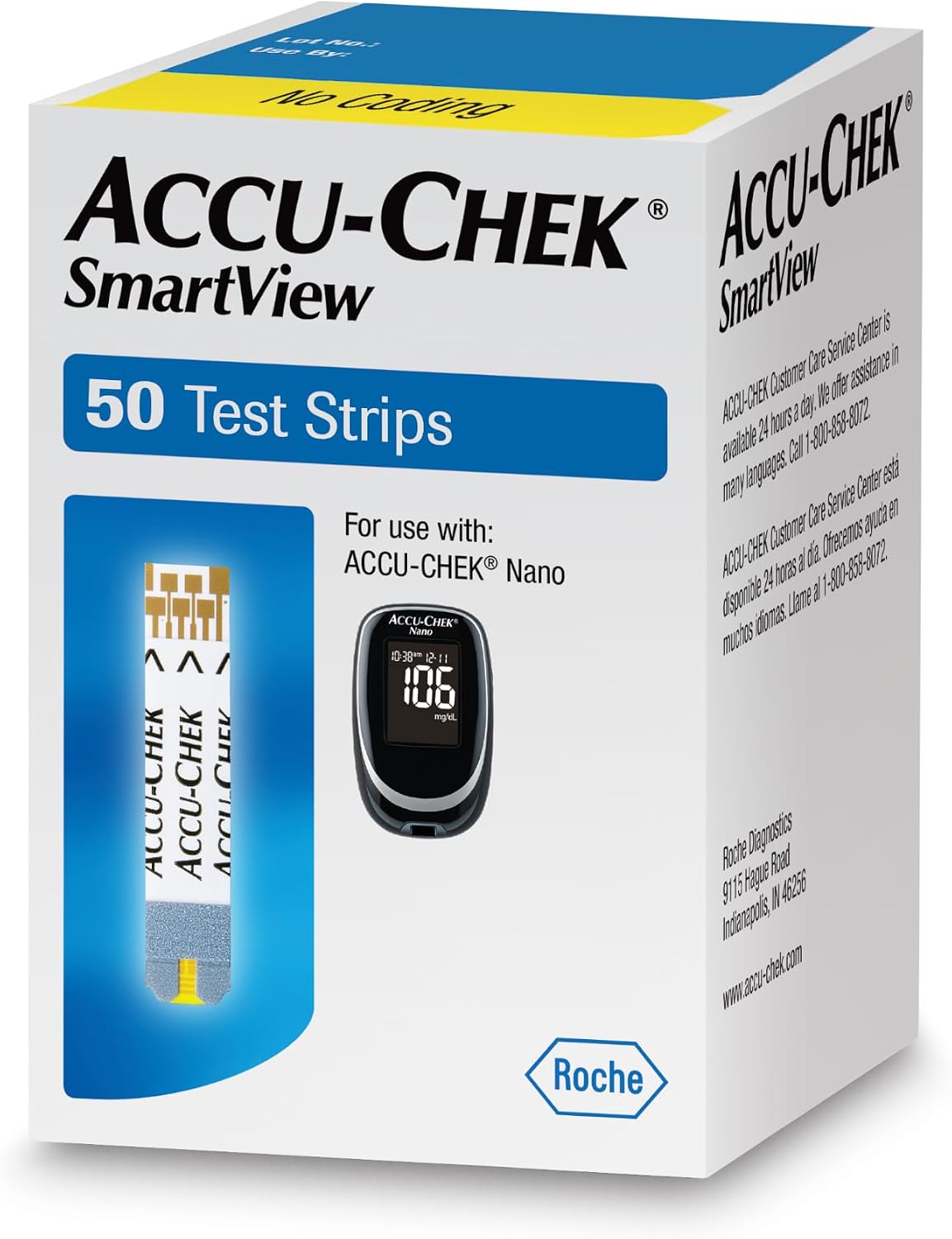 Accu-Chek SmartView Test Strips for Diabetic Blood Glucose Testing (Pack of 50) for Use with Accu-Chek Nano Meter Only