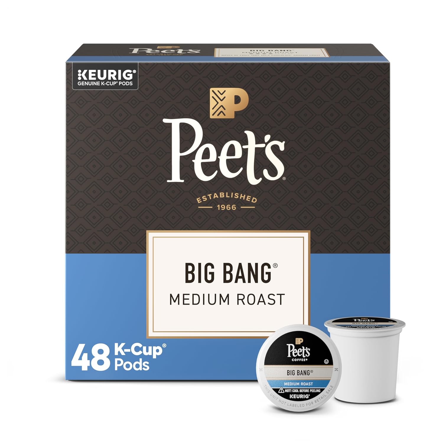 Peet's Coffee, Medium Roast Keurig K-Cup Pods, 100% Arabica Coffee - Big Bang 60 Count (6 Boxes of 10 K-Cup Pods)