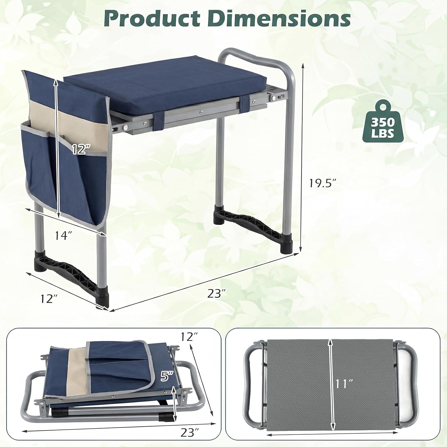 Goplus Garden Kneeler and Seat, Foldable Garden Bench for Kneeling & Sitting, Widened 8" EVA Soft Foam Pad