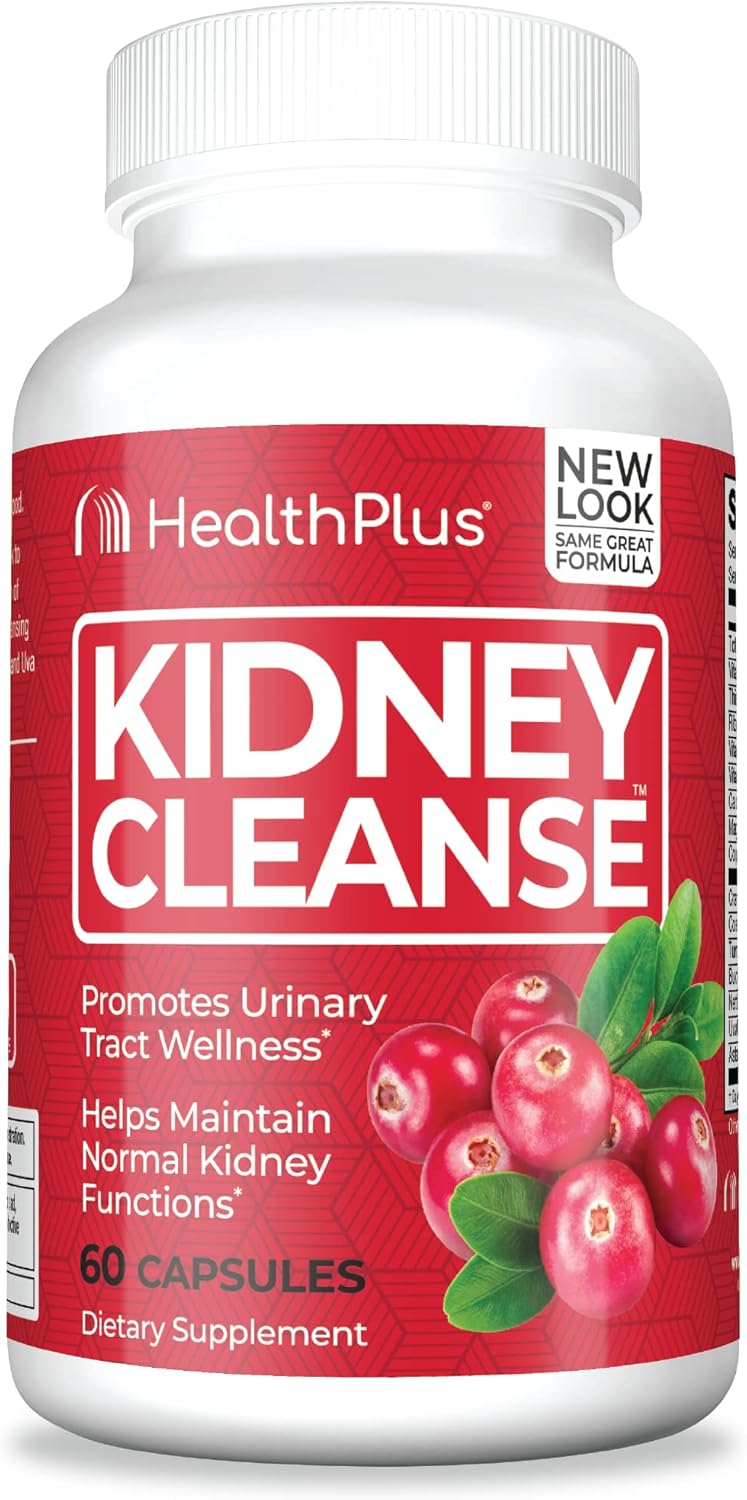 Health Plus Advanced Kidney Cleanse with Cranberry Extract, Turmeric Root and CoQ10, Helps Support Healthy Kidney Function & Urinary Tract Wellness