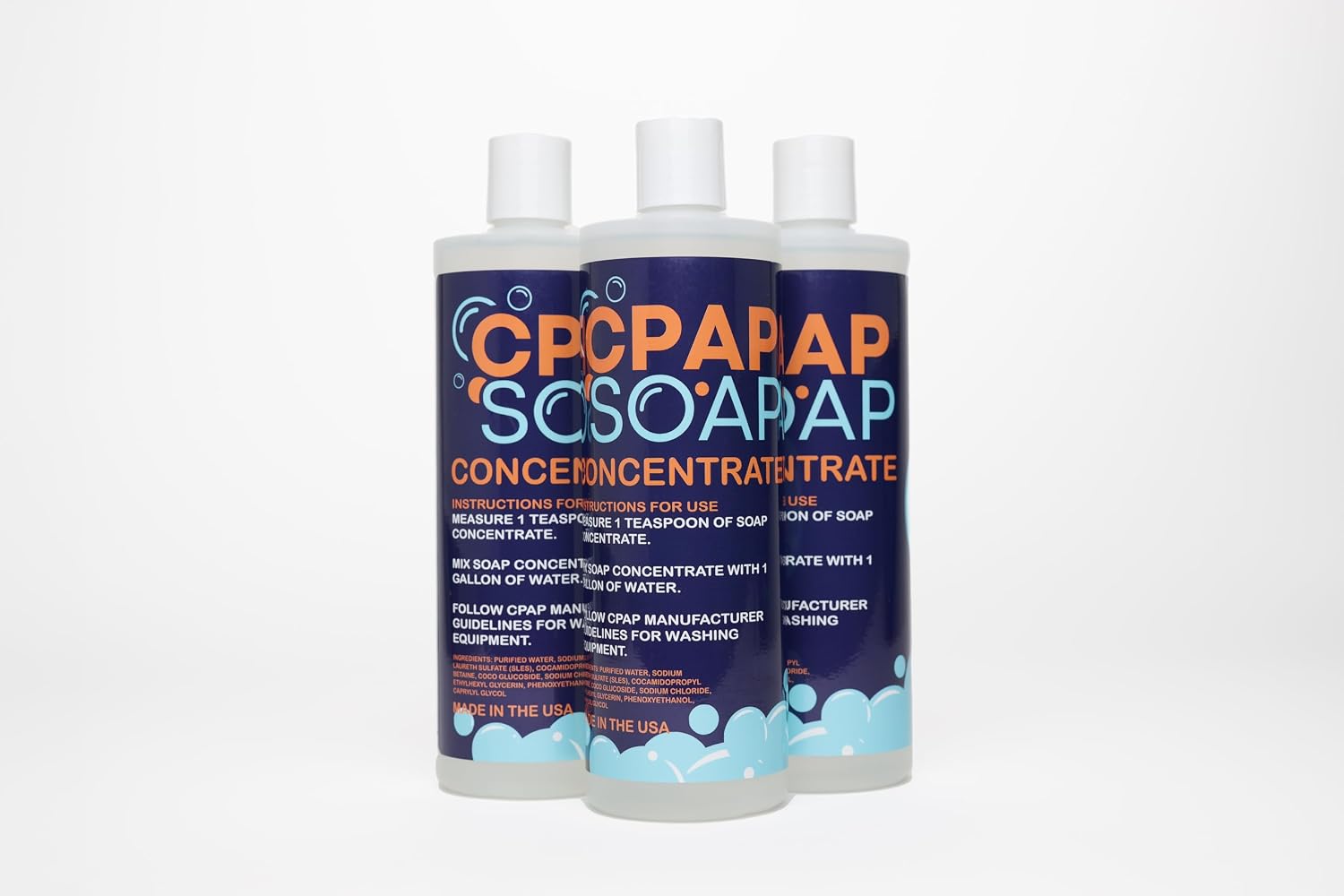 Concentrate, 16 Fl Oz Liquid Cleaning Solution for Mask, Hose, and Accessories - CPAP Cleaning Supplies - Alcohol, Fragrance