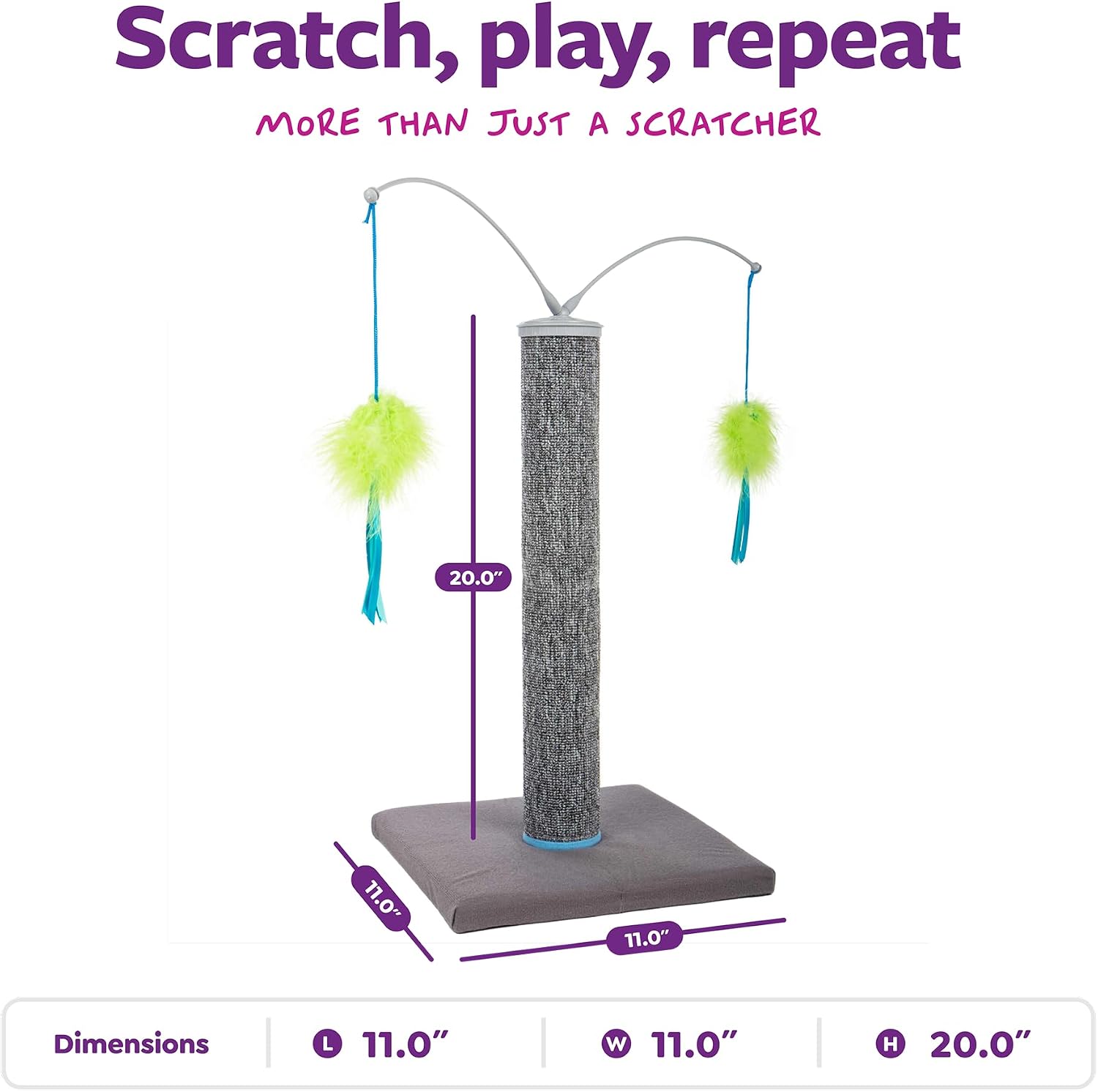 SmartyKat Scratch 'N Spin Carpet Cat Scratching Post with Spinning Wand Toys - Gray, One Size