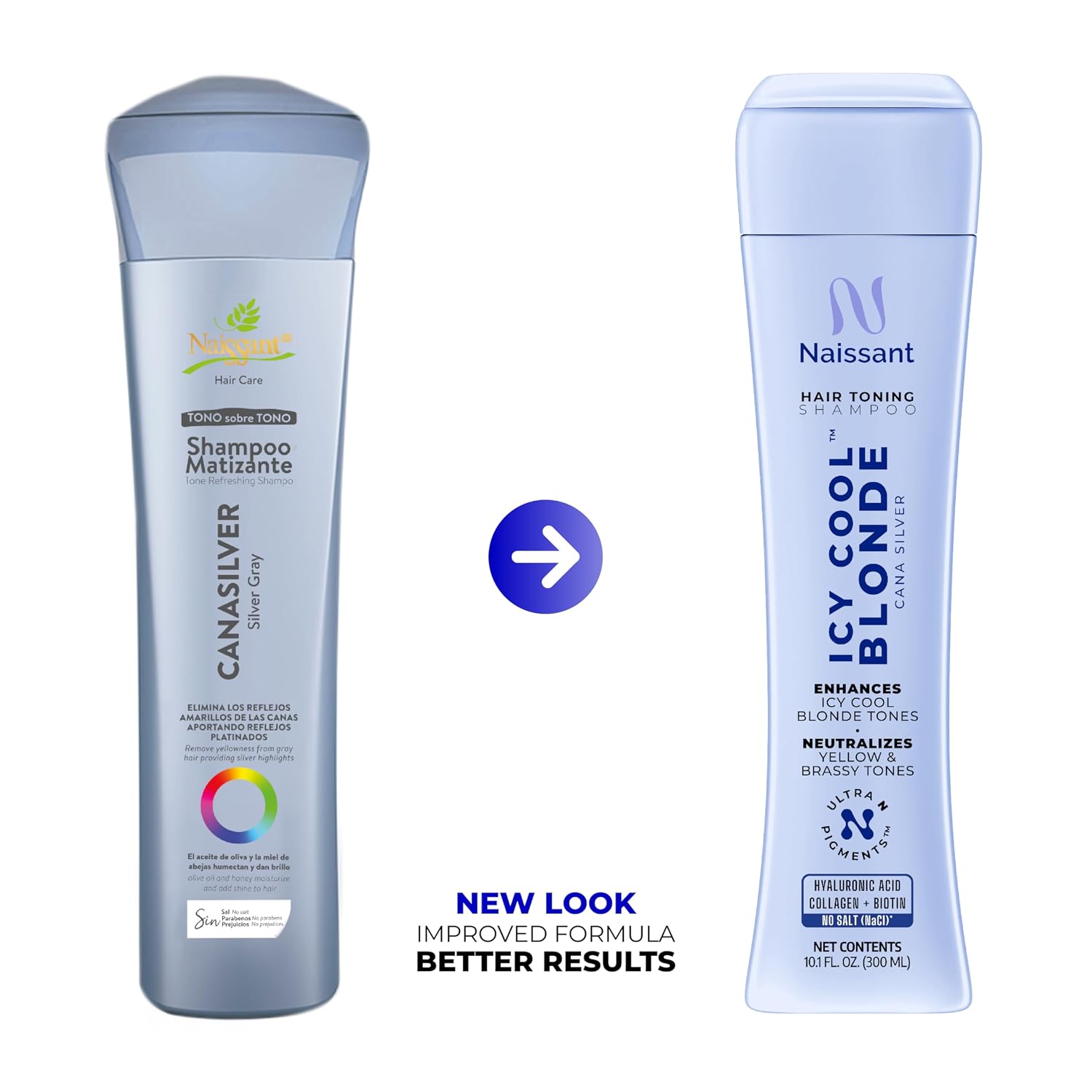 Naissant Silver Ash Blonde Hair Blue Toning Shampoo | Ultra High-Purity Blue Pigments | Neutralizes Orange &Brassy Tones | Hyaluronic Acid, Collagen &Biotin |Paraben, Ammonia &Sulfate Free |10.1 Fl Oz