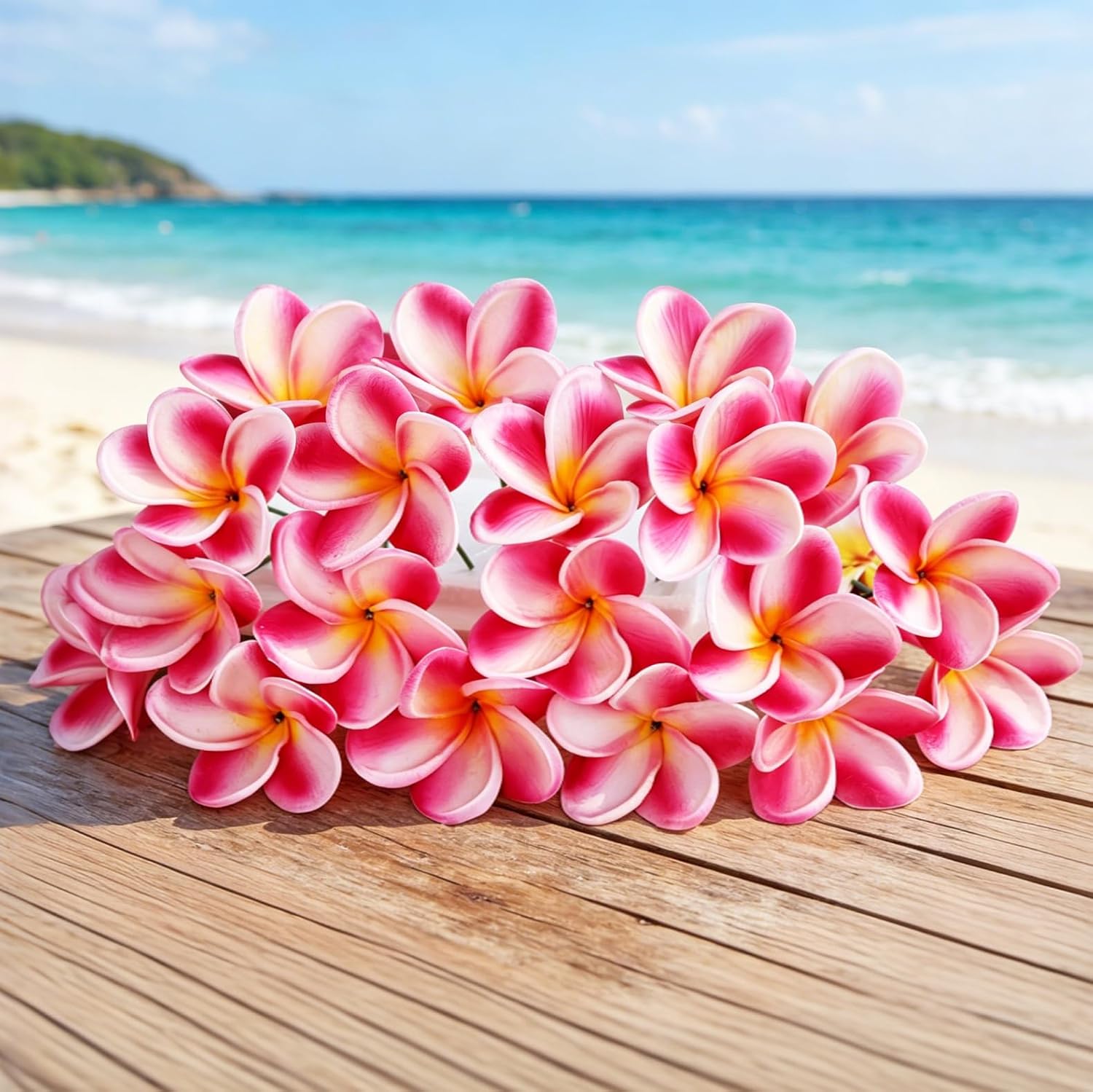 10PCS Artificial Plumeria Flowers with Stem, Apricot | Natural Real Touch,DIY Cake Decoration, Hawaiian Part, Luau Decor, Wedding Bouquets