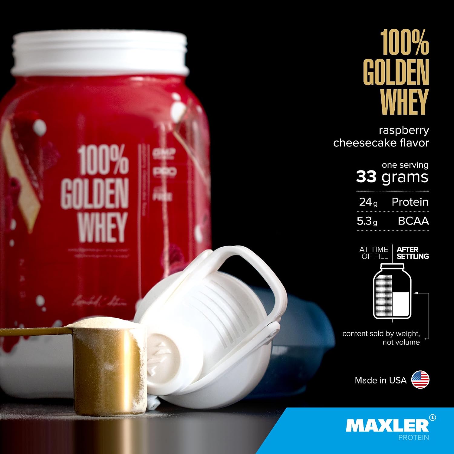 100% Golden Whey Protein - 24g of Protein per Serving - Whey Protein Powder for Pre Post Workout - Fast-Absorbing Whey Concentrate, Isolate & Hydrolysate Blend - Vanilla Ice Cream 2 lb