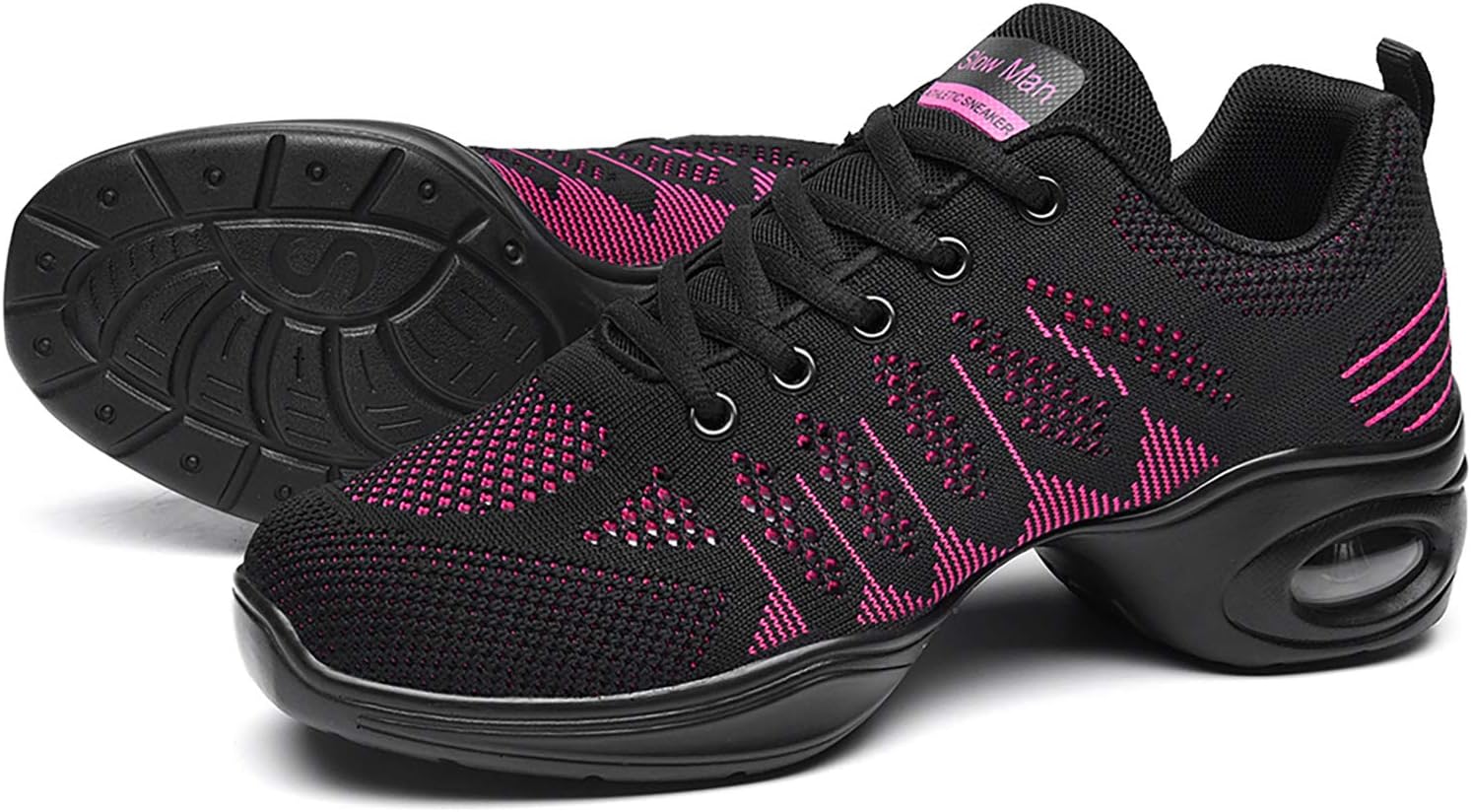 Slow Man Women's Jazz Shoes Lace-up Sneakers - Breathable Air Cushion Lady Split Sole Athletic Walking Dance Shoes Platform
