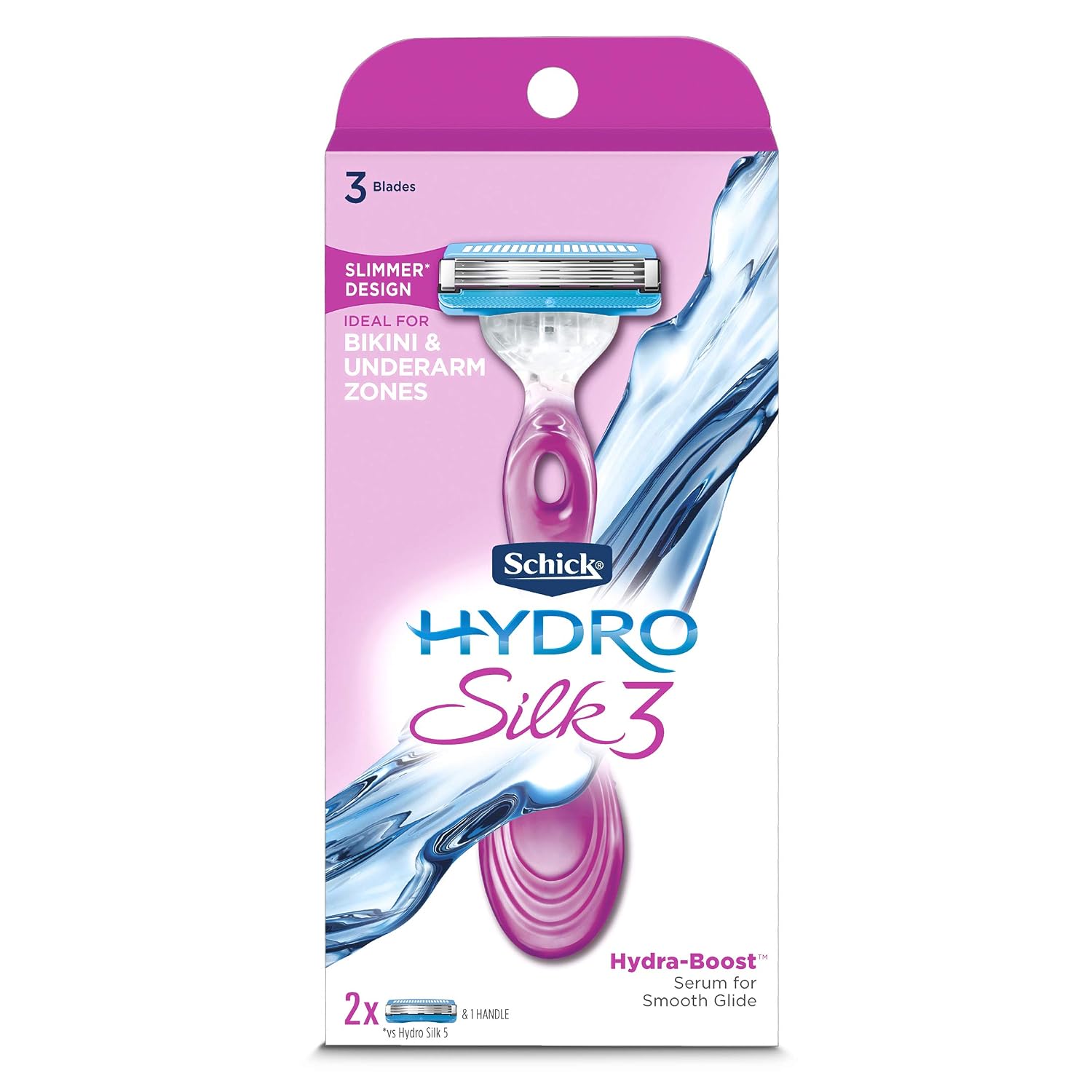 Schick Hydro Silk 3 Razors for Women with 2 Razor Blades Refills