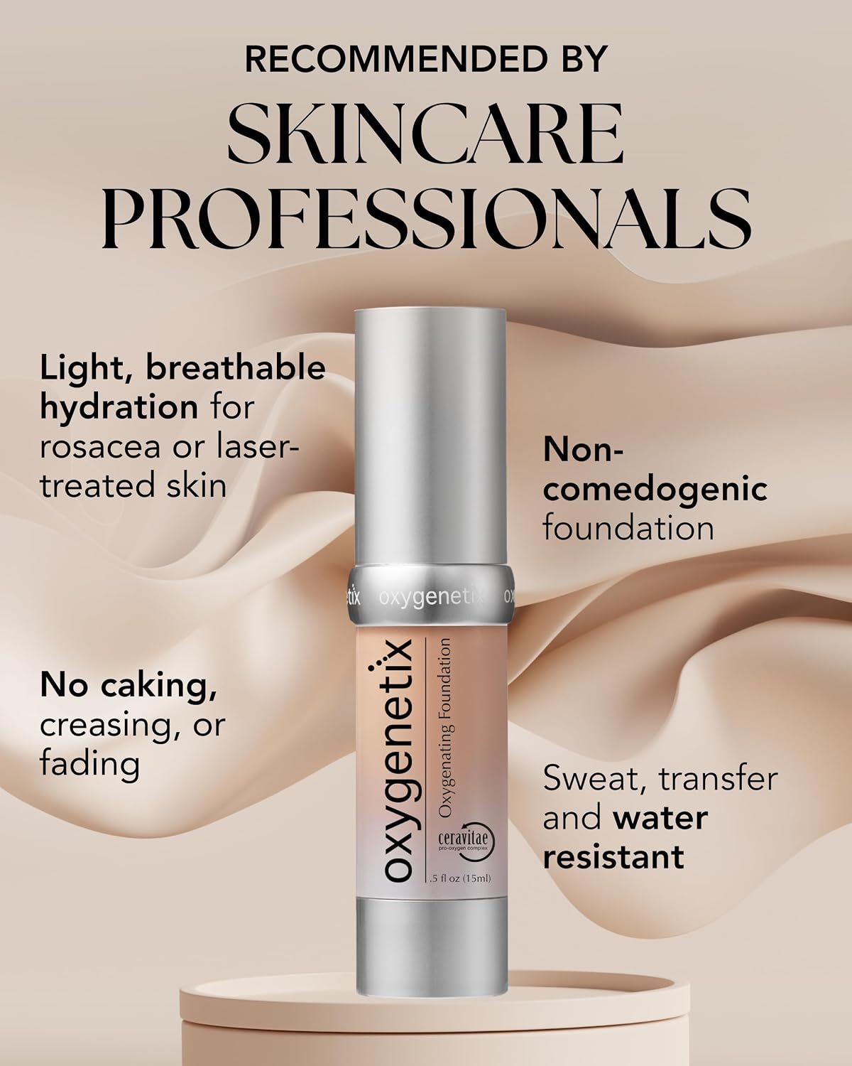 Oxygenetix Oxygenating Foundation – Pearl | Breathable Makeup, Buildable Coverage with Weightless Feel, Longwear Foundation, Safe for Sensitive or Laser-Treated Skin