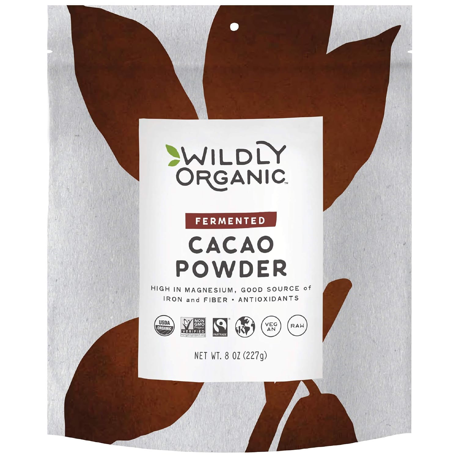 Wildly Organic Fermented Cacao Powder 8 Oz Bag | Perfect for Skin, Smoothies, Yogurt, Oatmeal, Chocolate, Fudge, Baking, & Hot Cocoa