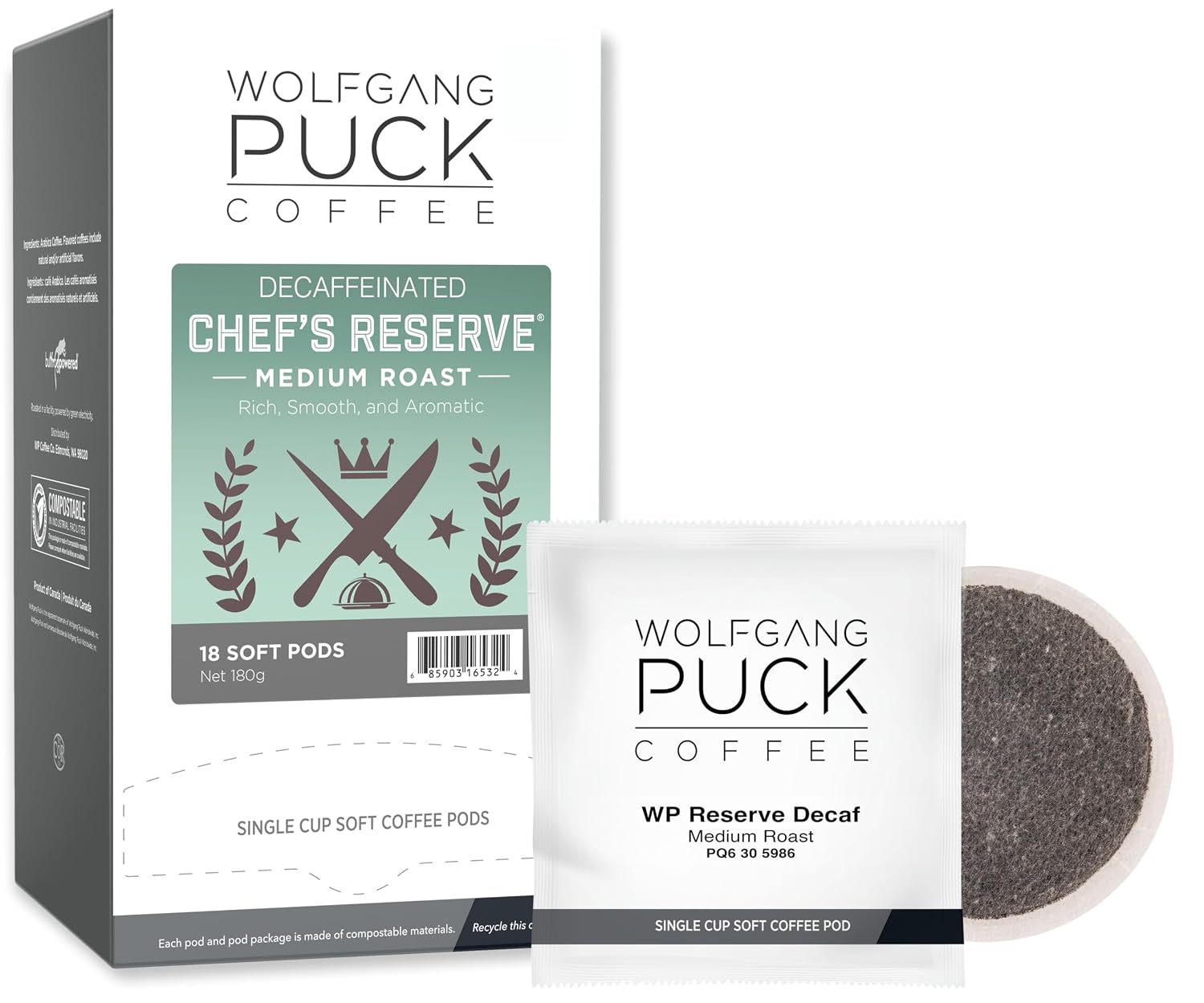 Wolfgang PuckCoffee, Caramel Cream, 9.5 Gram Soft Pods, 18 Count (Pack of 1)